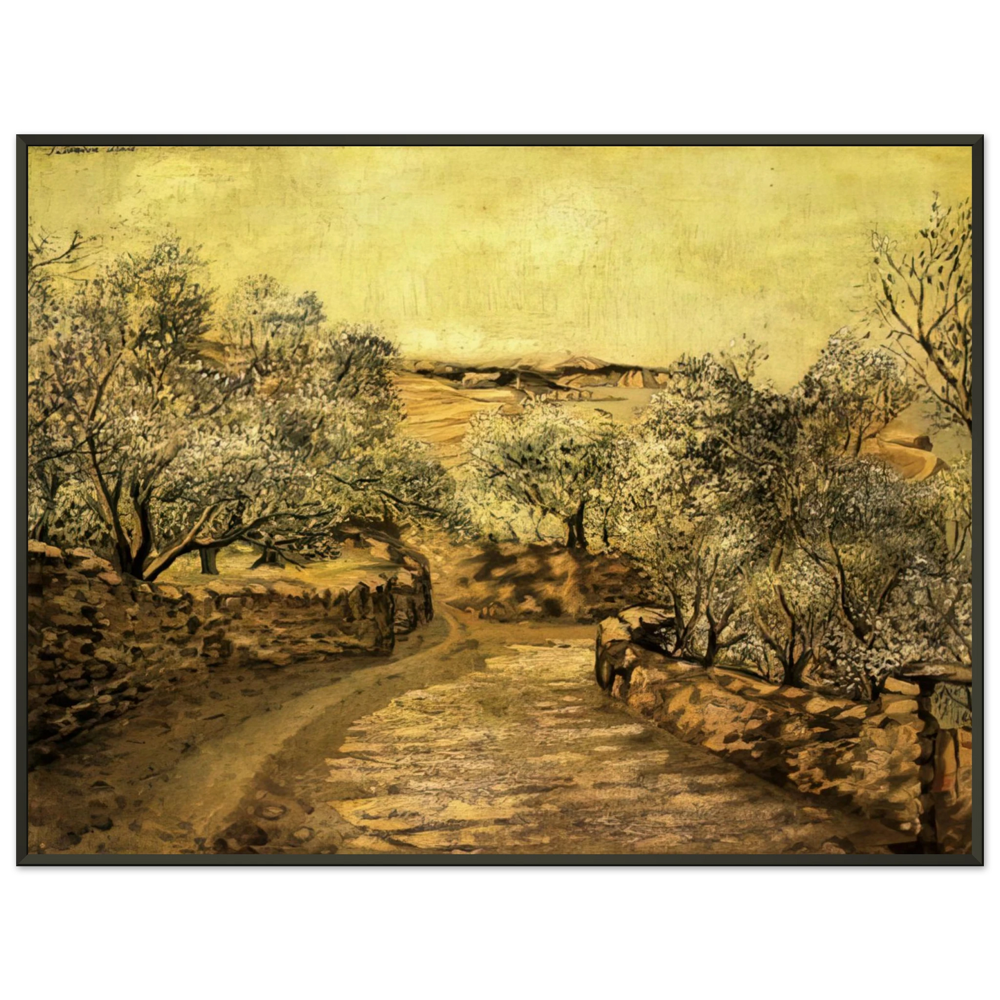 Salvador Dali  THE LANE TO PORT LLIGAT WITH VIEW OF CAP CREUS Framed Art Print  - Aluminum Frame - 70x100 cm / 28x40 inches