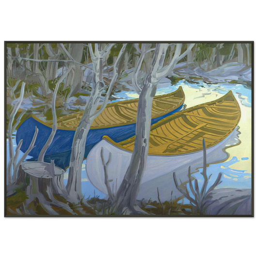 Neil Welliver  Two Canoes  Contemporary Realism Framed Art Print  - Aluminum Frame - 21x29.7 cm / 8x12"
