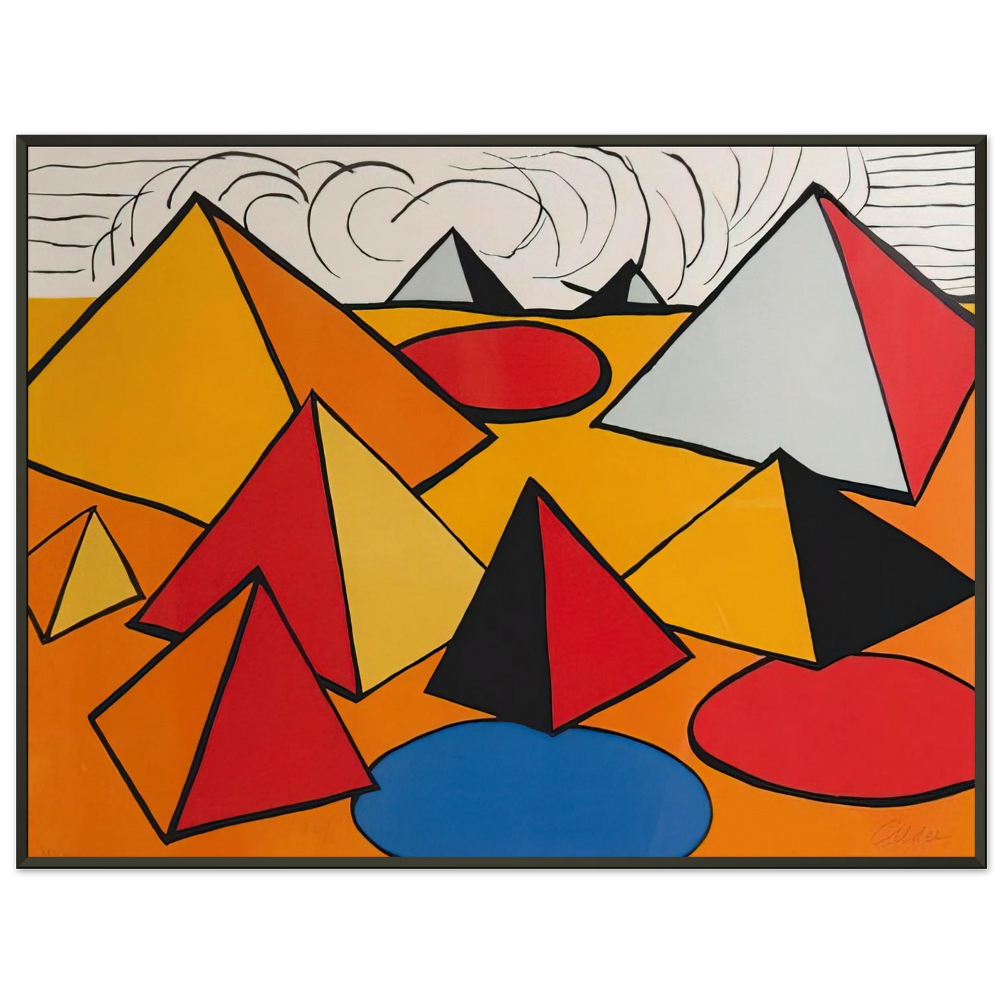 Alexander Calder  PRYAMIDS AND CLOUDS 1970 Framed Art Print  - Aluminum Frame - 60x80 cm / 24x32 inches