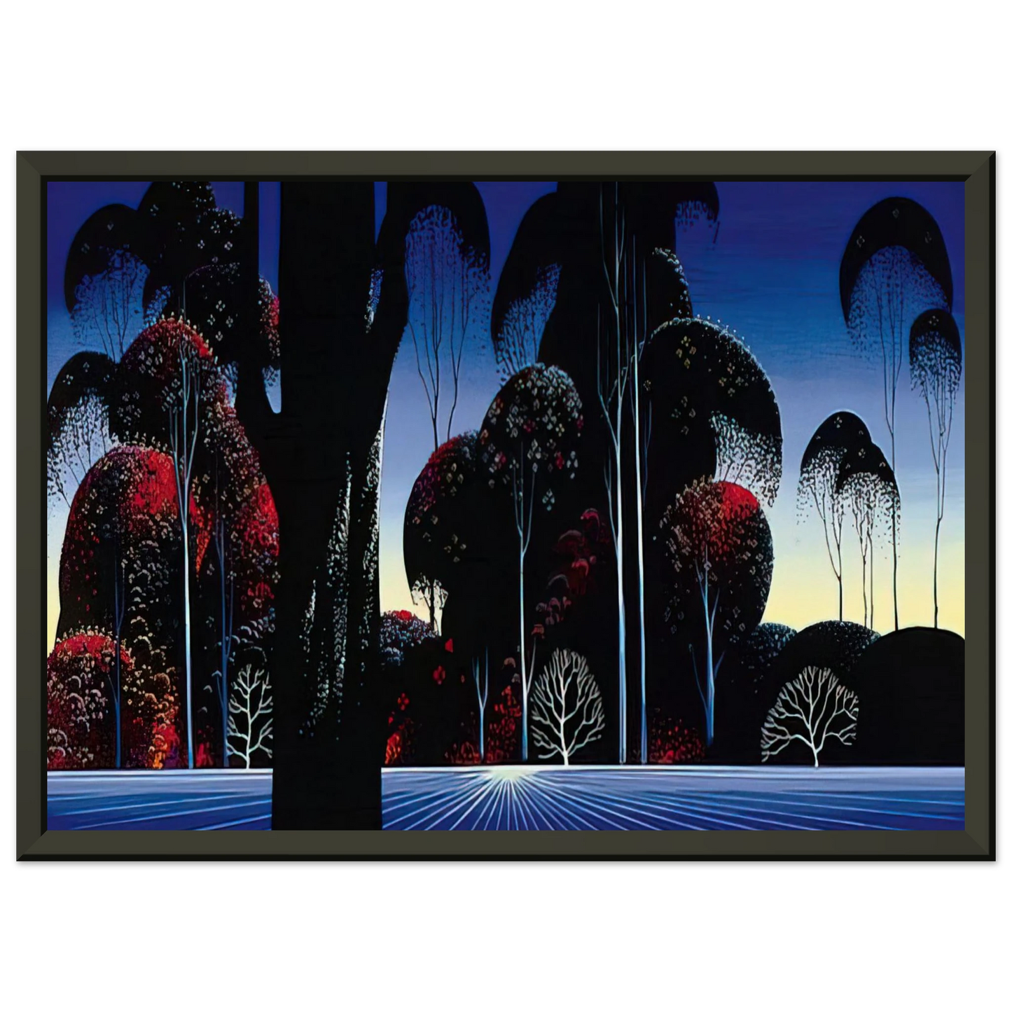 Eyvind Earle  Dark Silence Framed Art Print  - Aluminum Frame - 70x100 cm / 28x40 inches