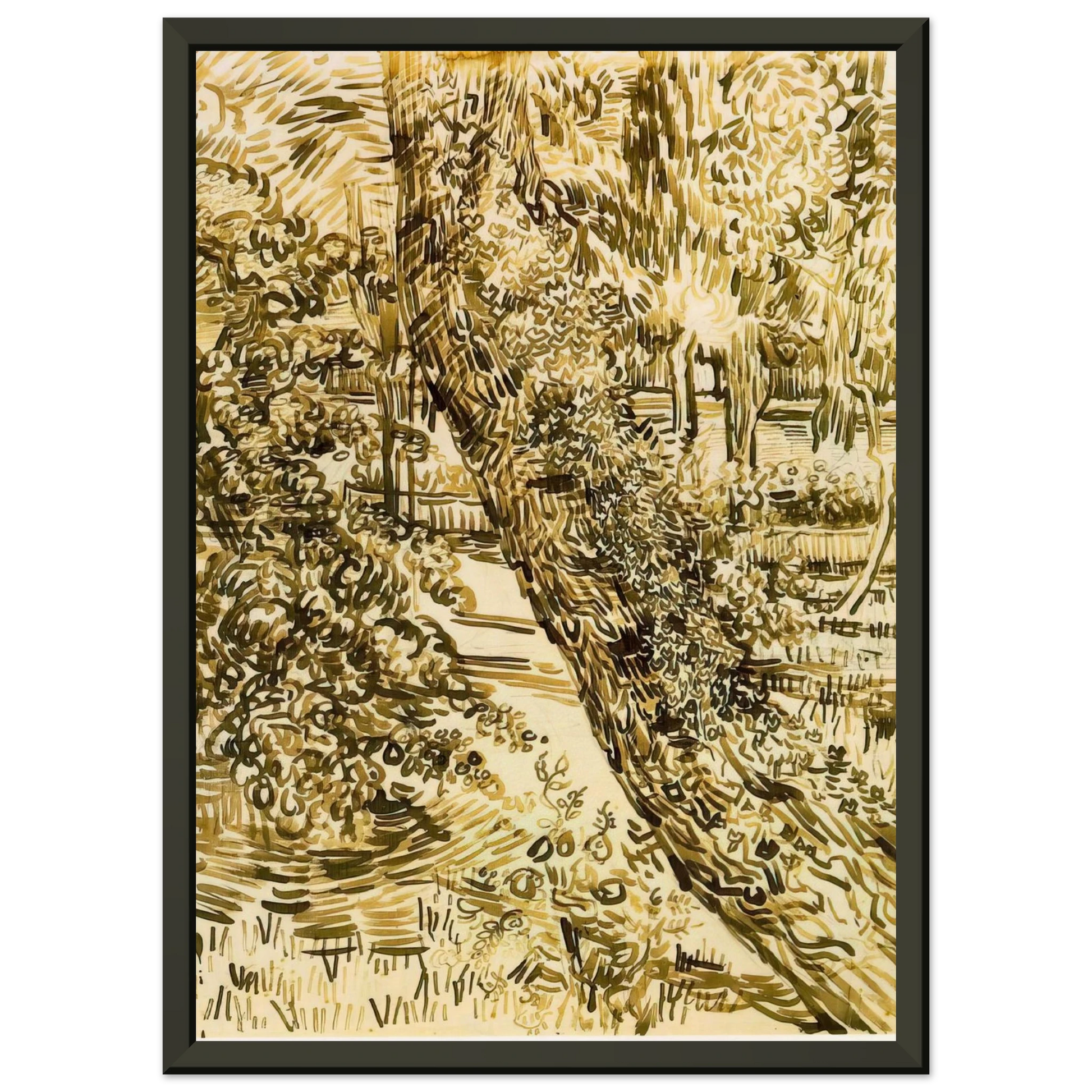 Vincent van Gogh  Tree with Ivy in the Asylum Garden Framed Art Print  - Aluminum Frame - 60x80 cm / 24x32 inches