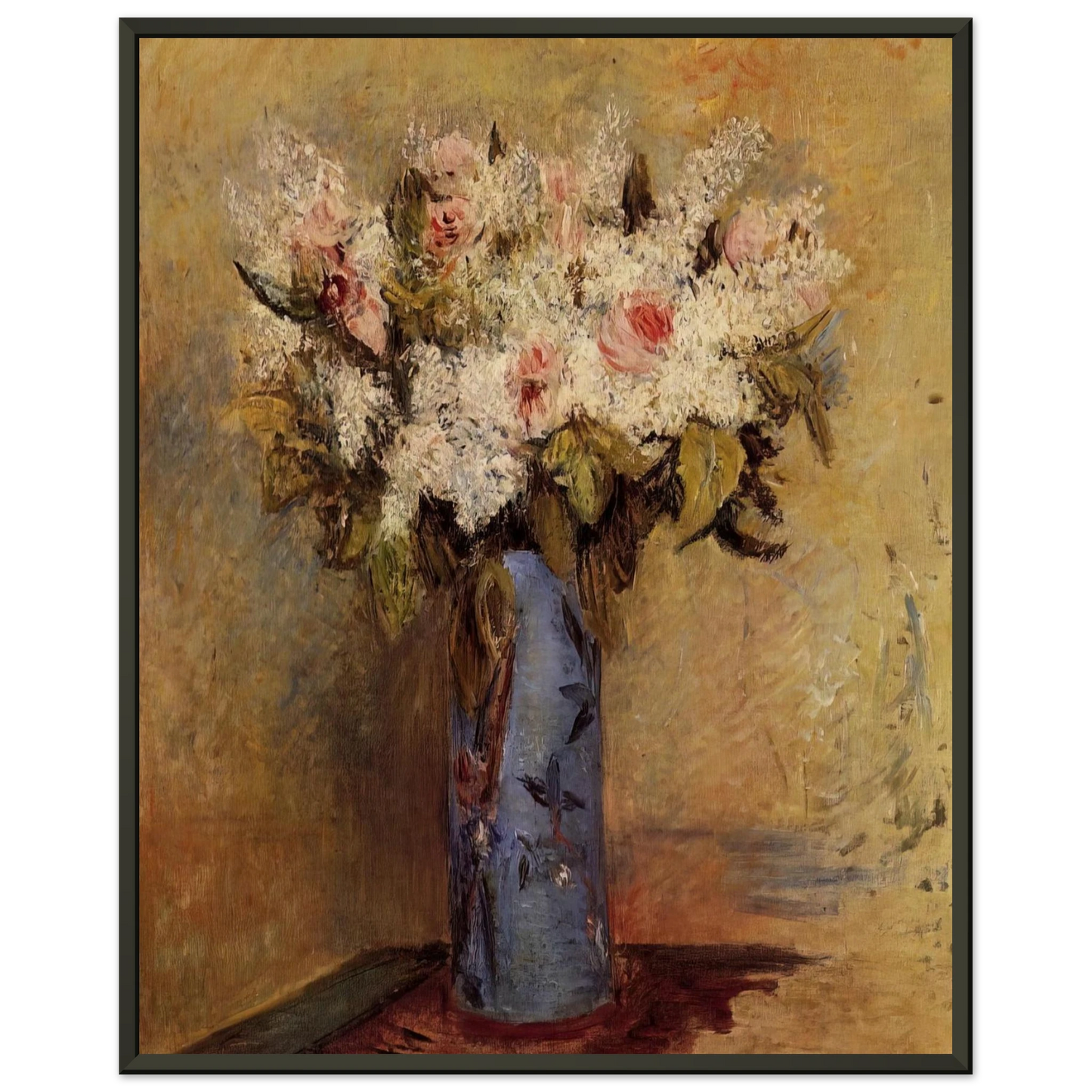PierreAuguste Renoir  Vase of Lilacs and Roses Framed Art Print  - Aluminum Frame - 70x100 cm / 28x40 inches