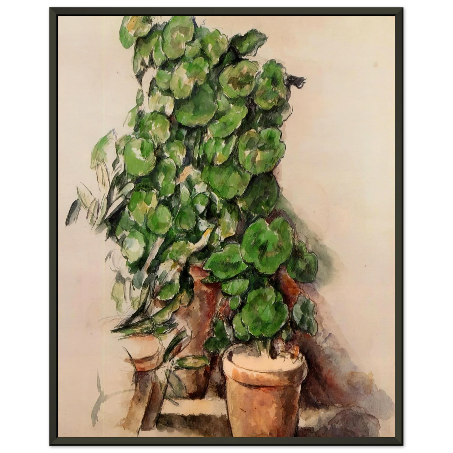 Paul Cezanne  Pots of Geraniums Framed Art Print  - Aluminum Frame - 40x50 cm / 16x20 inches