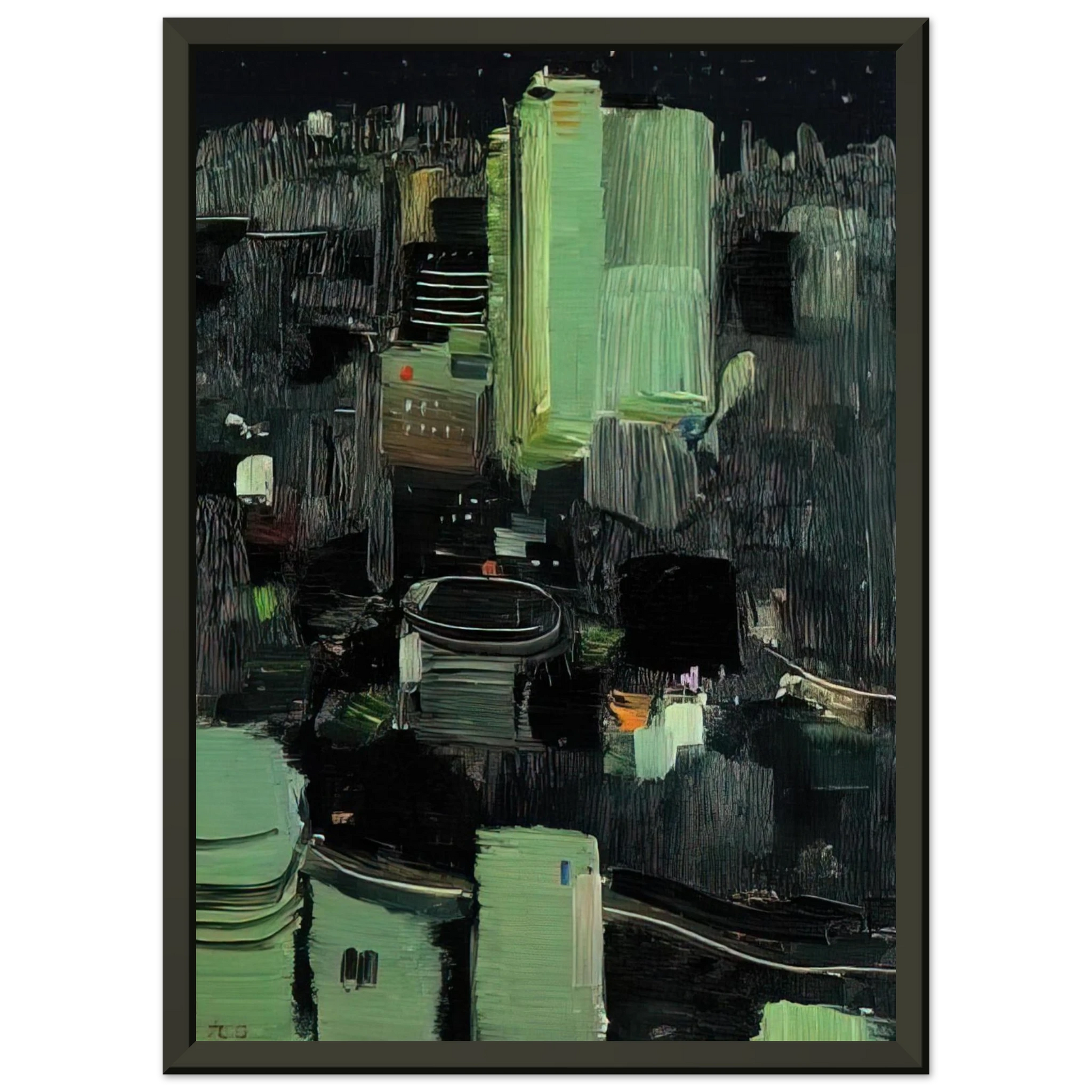 Wu Guanzhong  Toyko at Night  1990 Framed Art Print  - Aluminum Frame - 70x100 cm / 28x40 inches