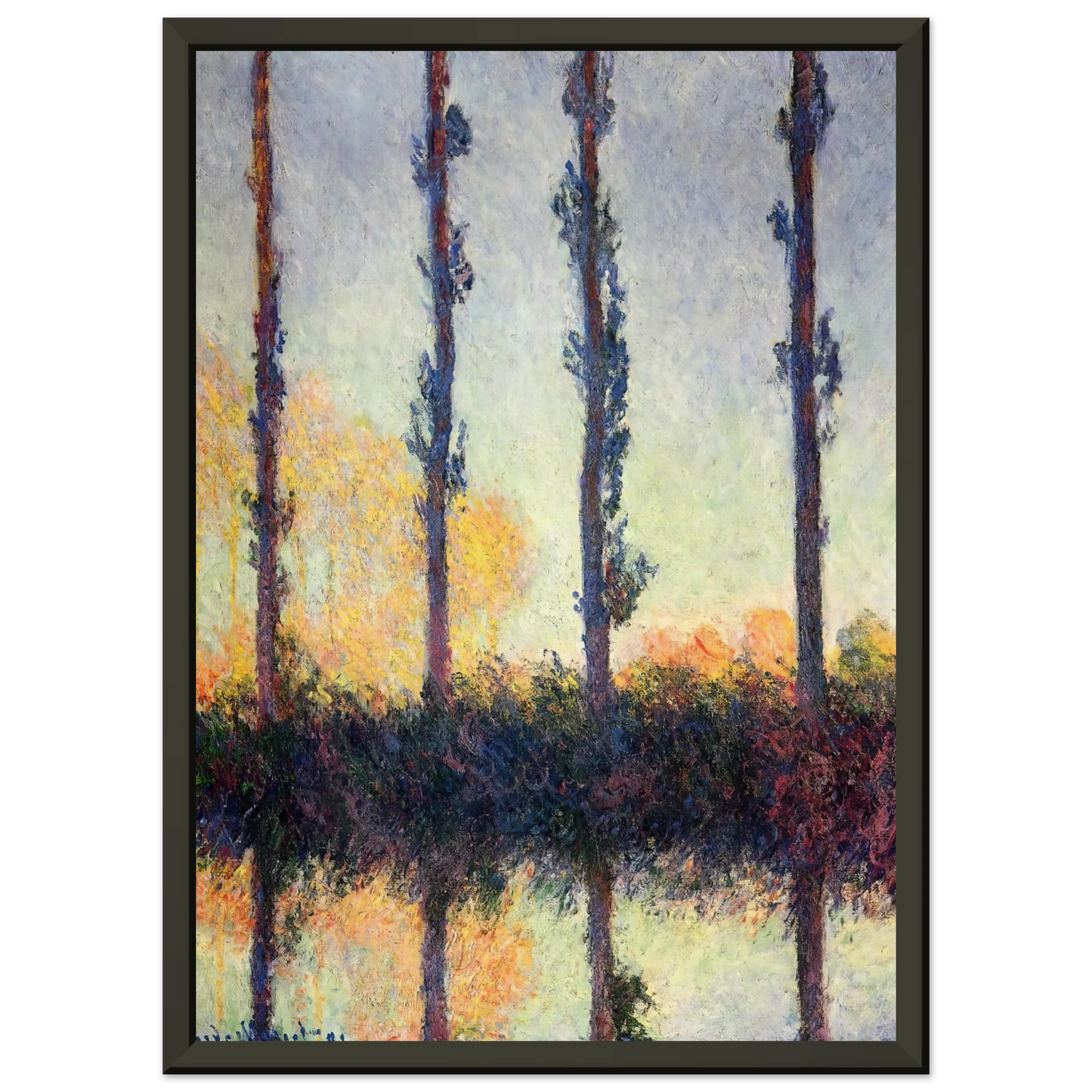 claude monet  Poplars Four Trees Framed Art Print  - Aluminum Frame - 70x100 cm / 28x40 inches