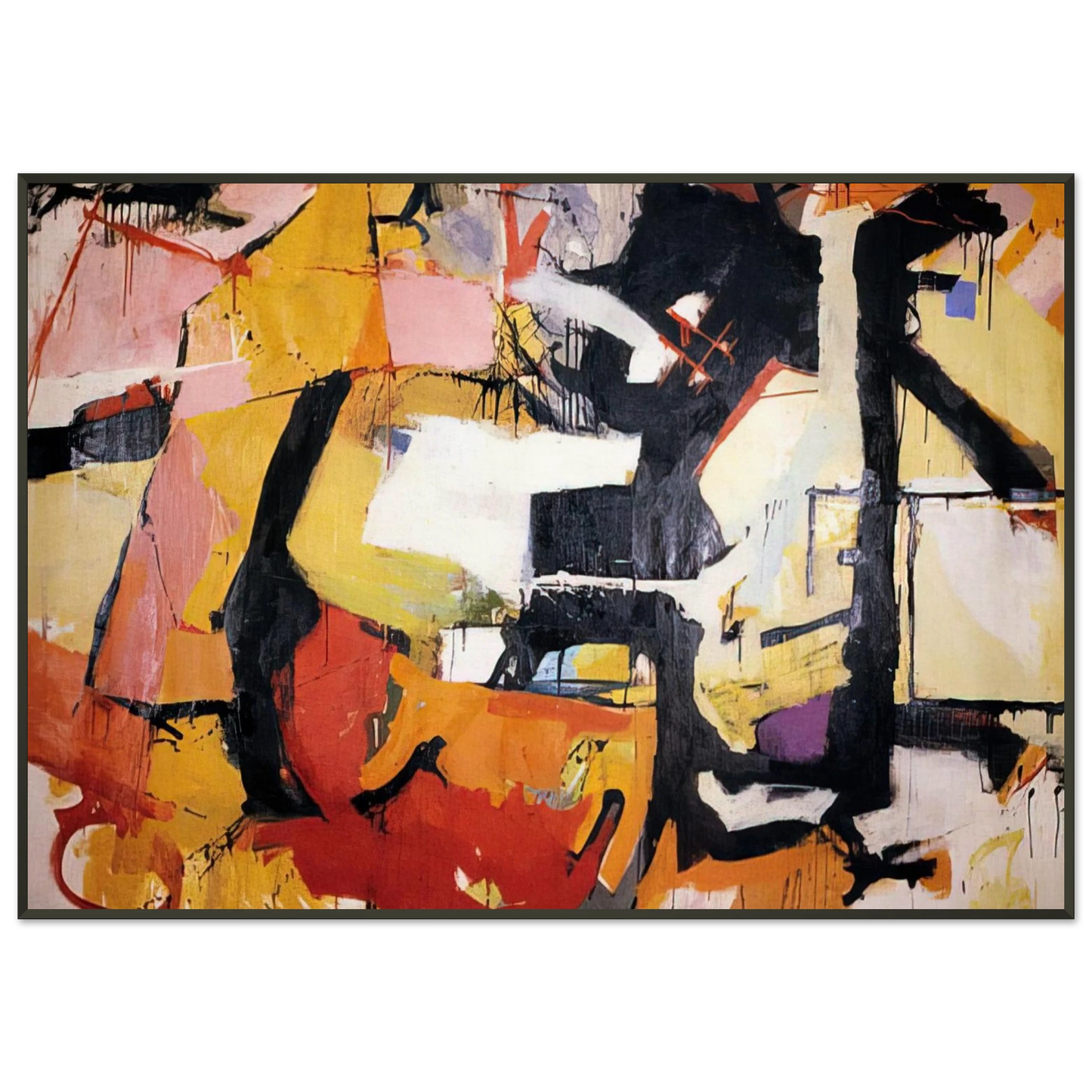 Audrey Flack  ABSTRACT FORCE HOMAGE TO FRANZ KLINE 1952 Framed Art Print  - Aluminum Frame - 21x29.7 cm / 8x12"