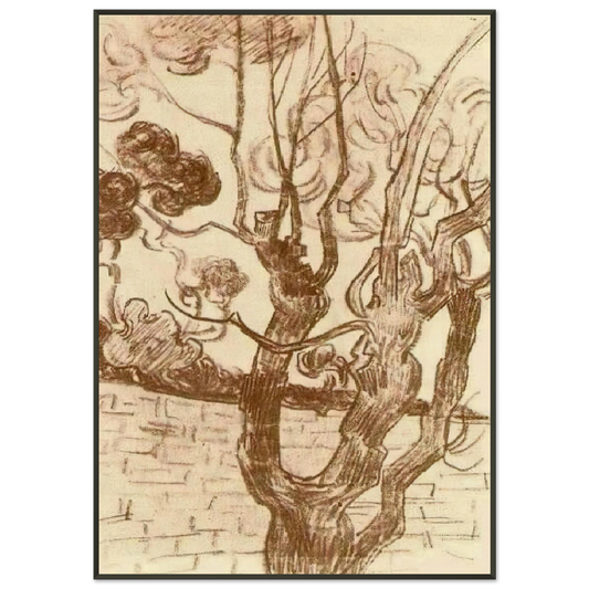 Vincent van Gogh  Treetop Seen against the Wall of the Asylum Framed Art Print  - Aluminum Frame - 21x29.7 cm / 8x12"