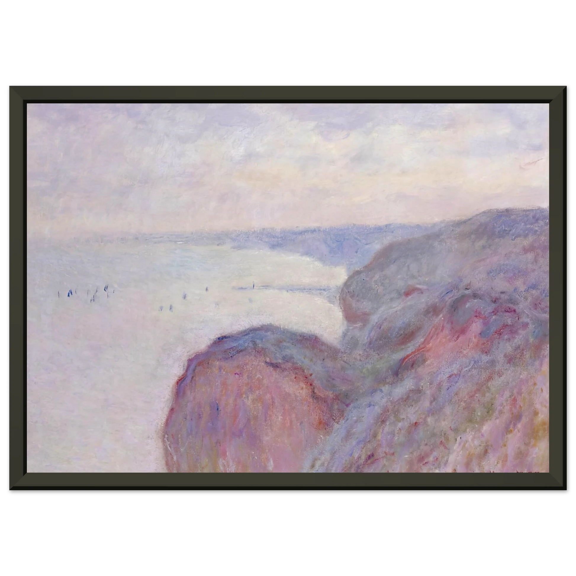 claude monet  Cliff near Dieppe Overcast Skies Framed Art Print  - Aluminum Frame - 60x80 cm / 24x32 inches