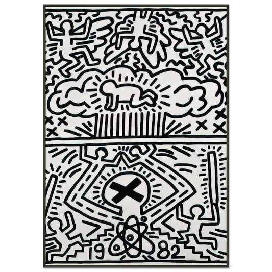 Keith Haring  ANTI NUCLEAR RALLY 1982 Framed Art Print  - Aluminum Frame - 21x29.7 cm / 8x12"
