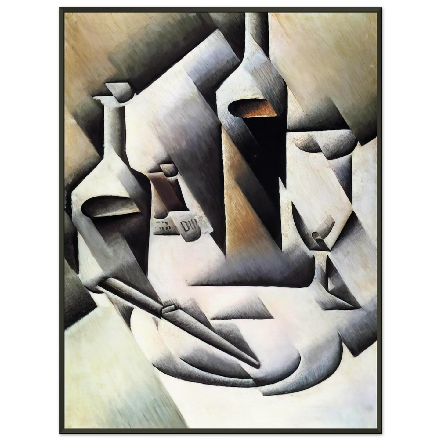 Juan Gris  BOTTLES AND KNIFE 1912 Framed Art Print  - Aluminum Frame - 40x50 cm / 16x20 inches