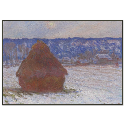claude monet  Stack of Wheat Snow Effect Overcast Day Framed Art Print  - Aluminum Frame - 21x29.7 cm / 8x12"