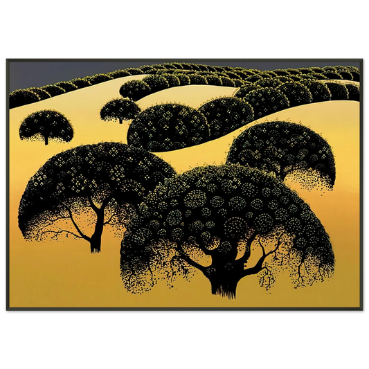 Eyvind Earle  Santa Ynez Oaks Framed Art Print  - Aluminum Frame - 21x29.7 cm / 8x12"