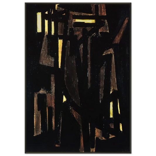 Pierre Soulages  Peinture 146 x 114 cm 1950  1950 Framed Art Print  - Aluminum Frame - 21x29.7 cm / 8x12"