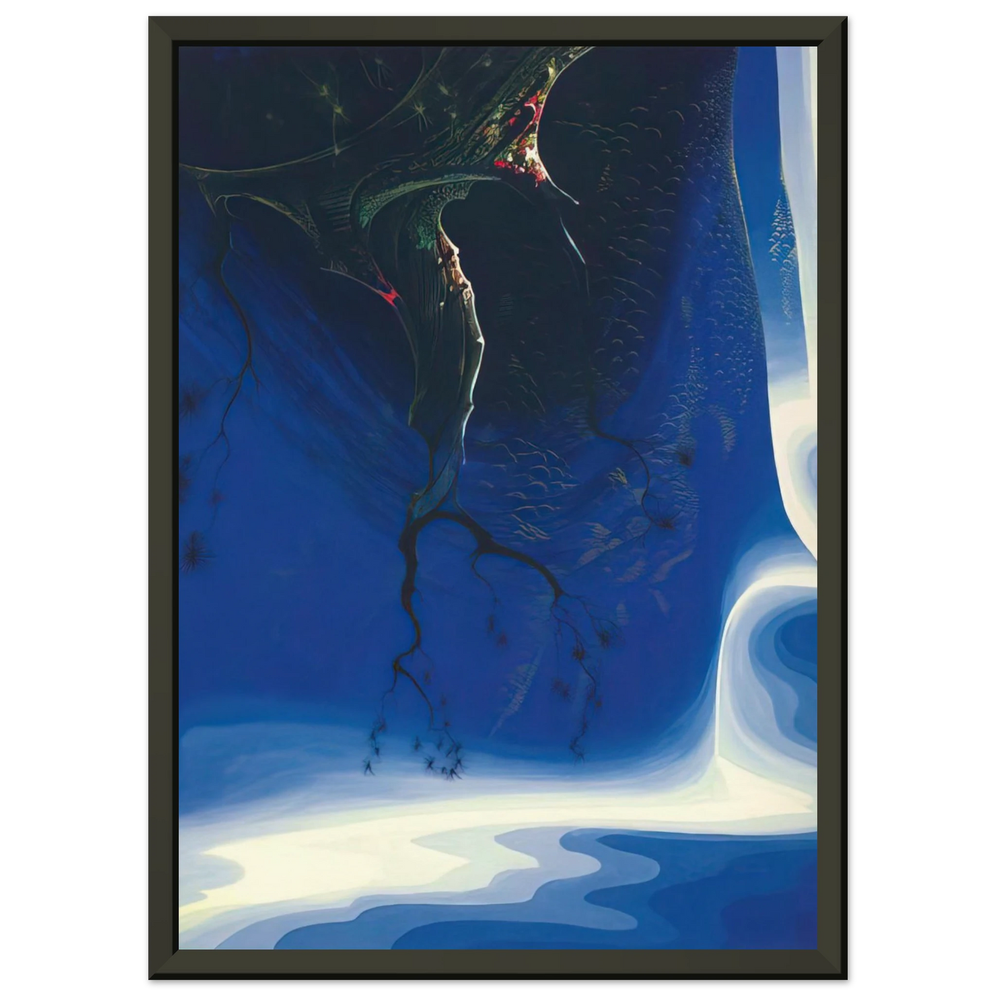 Eyvind Earle  Blue Purple Mist Framed Art Print  - Aluminum Frame - 40x50 cm / 16x20 inches