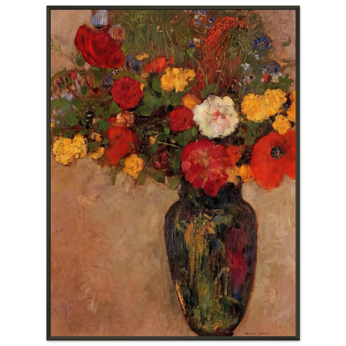 Odilon Redon  VASE OF FLOWERS 7 Framed Art Print  - Aluminum Frame - 70x100 cm / 28x40 inches