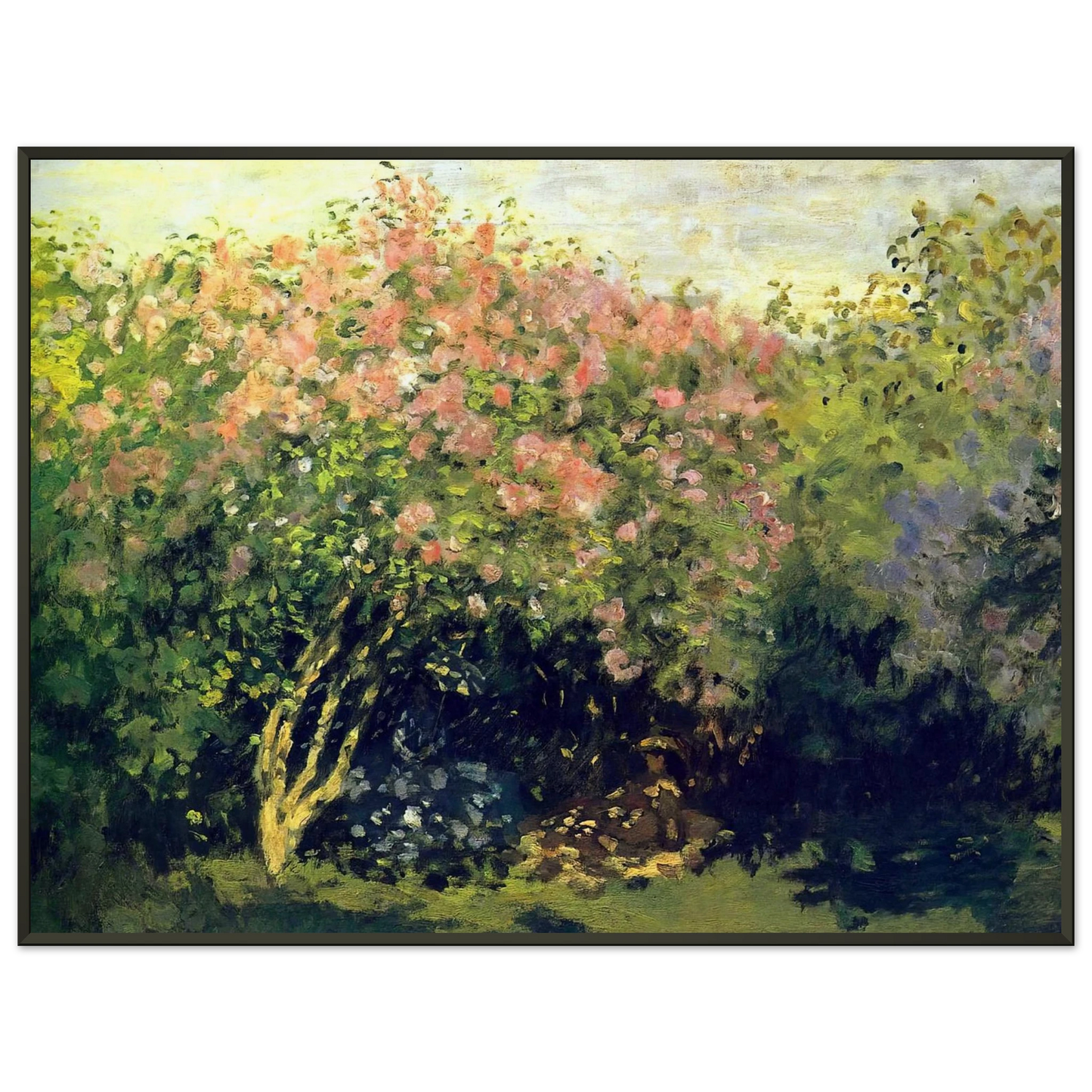 claude monet  Lilacs in the Sun Framed Art Print  - Aluminum Frame - 40x50 cm / 16x20 inches