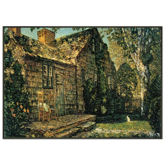 Childe Hassam  Little Old Cottage Egypt Lane East Hampton Framed Art Print  - Aluminum Frame - 21x29.7 cm / 8x12"
