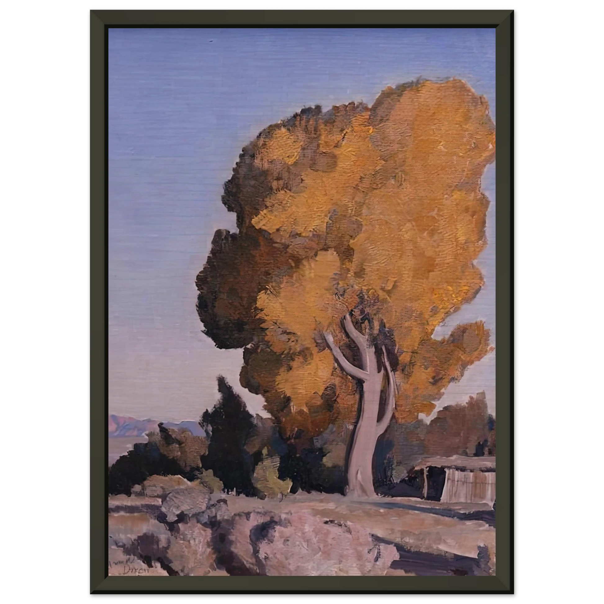 Maynard Dixon  LOW COUNTRY COTTONWOOD 1940 Framed Art Print  - Aluminum Frame - 70x100 cm / 28x40 inches