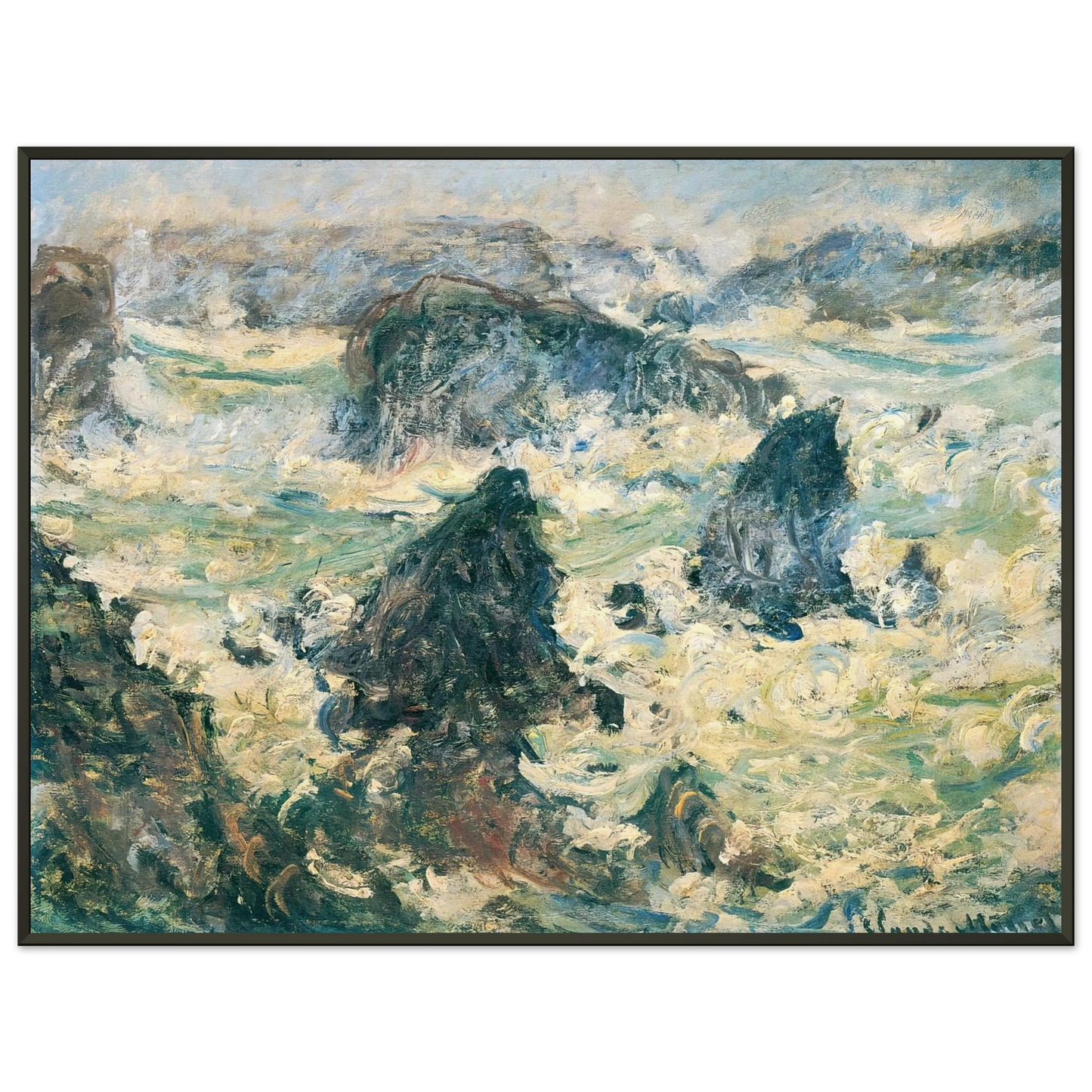 claude monet  Storm on the Cote de BelleIle Framed Art Print  - Aluminum Frame - 40x50 cm / 16x20 inches