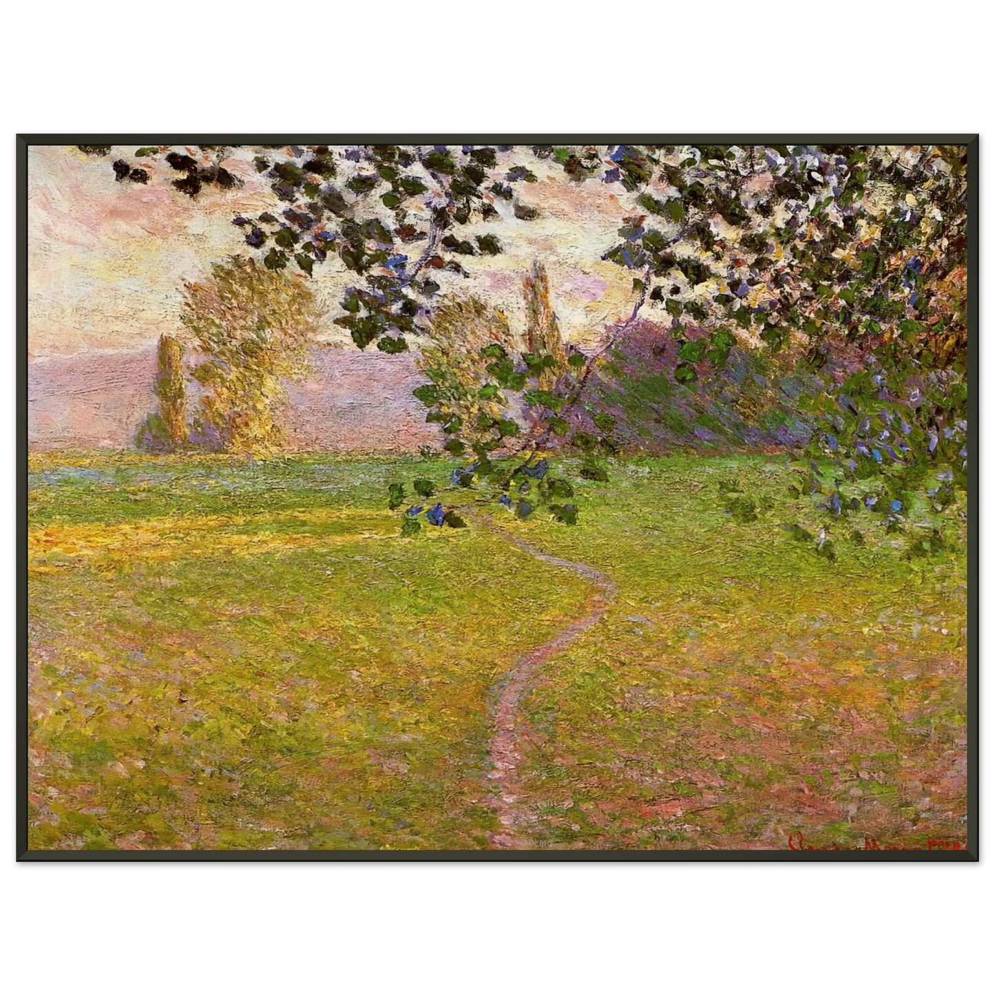 claude monet  Morning Landscape Giverny Framed Art Print  - Aluminum Frame - 70x100 cm / 28x40 inches