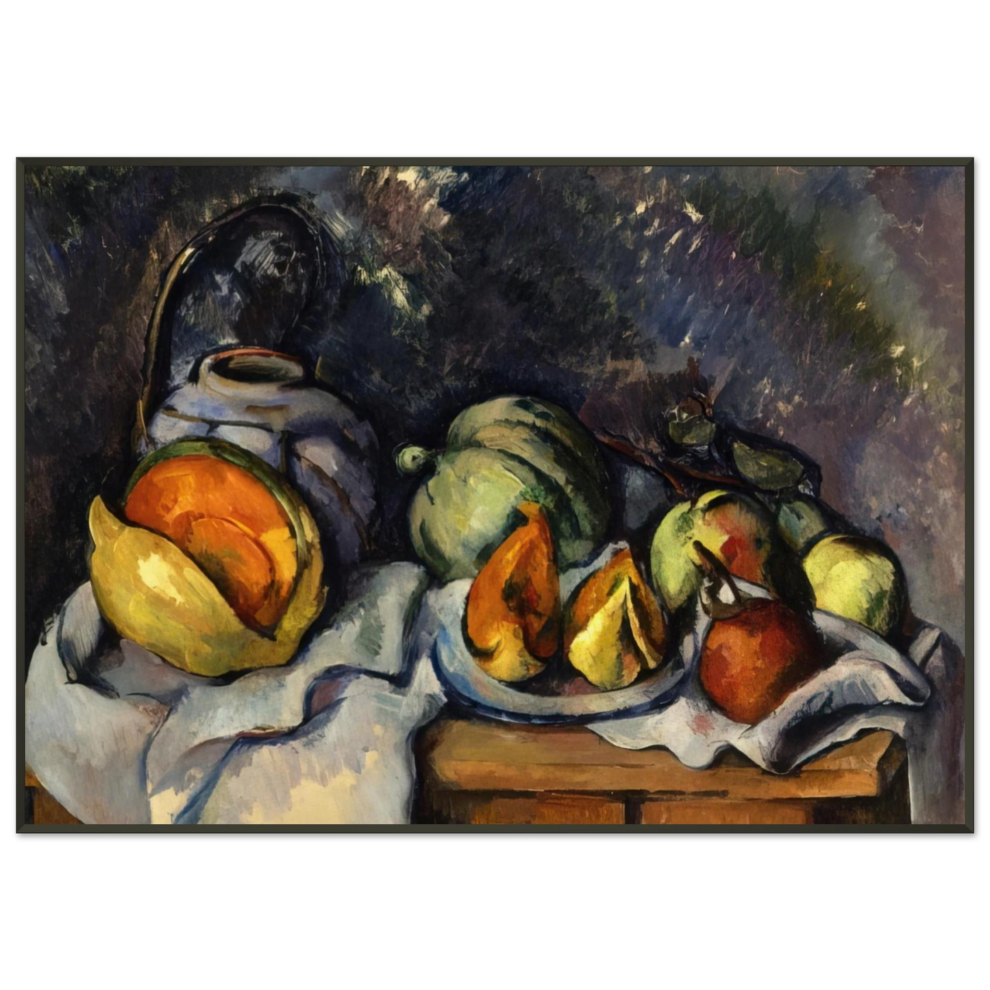 Paul Cezanne  Still Life with Fruit and a Ginger Pot Framed Art Print  - Aluminum Frame - 21x29.7 cm / 8x12"