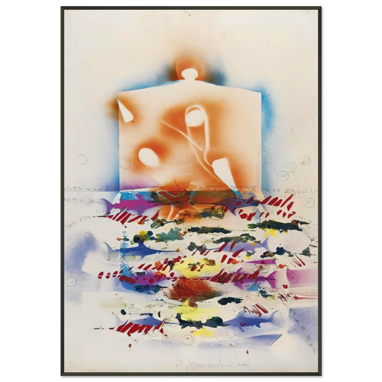 Alighiero Boetti  PESCI SPADA 1988 Framed Art Print  - Aluminum Frame - 21x29.7 cm / 8x12"