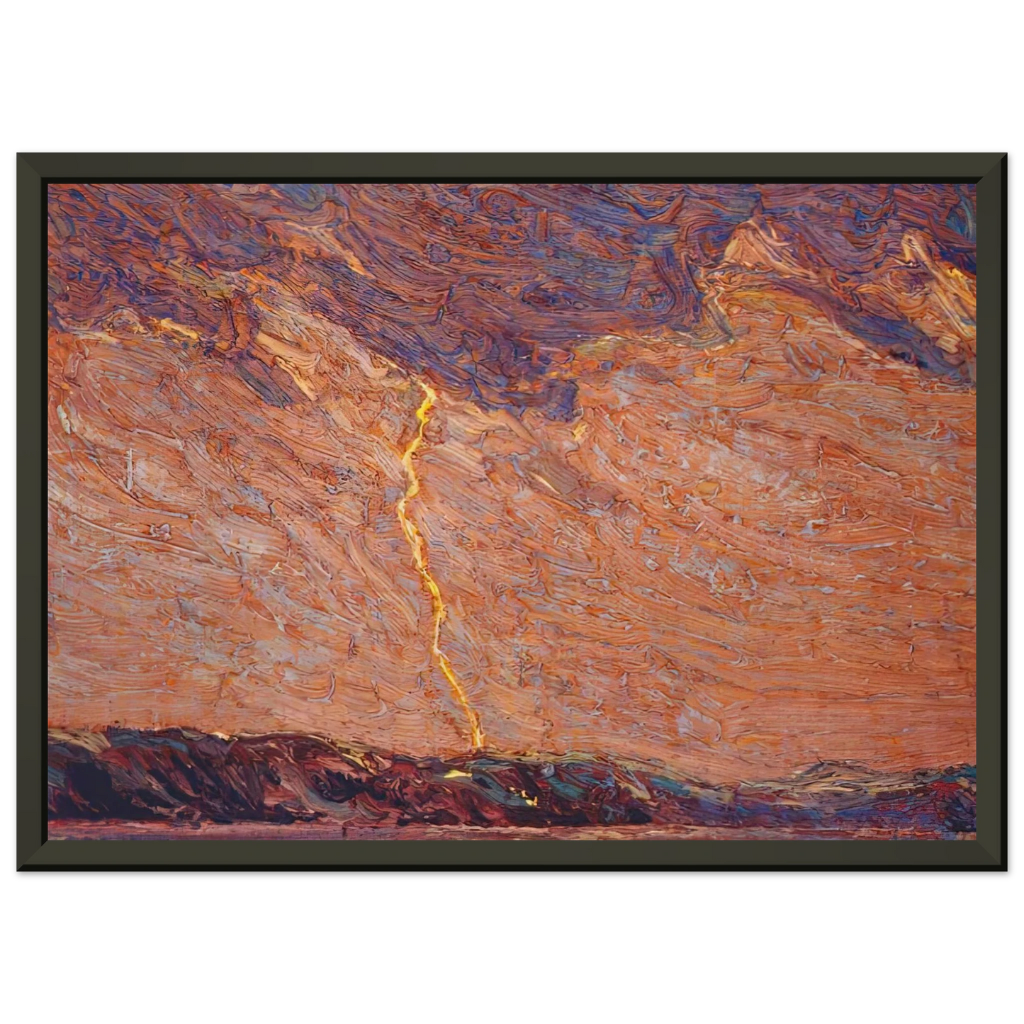 Tom Thomson  LIGHTNING CANOE LAKE 1915 Framed Art Print  - Aluminum Frame - 60x80 cm / 24x32 inches