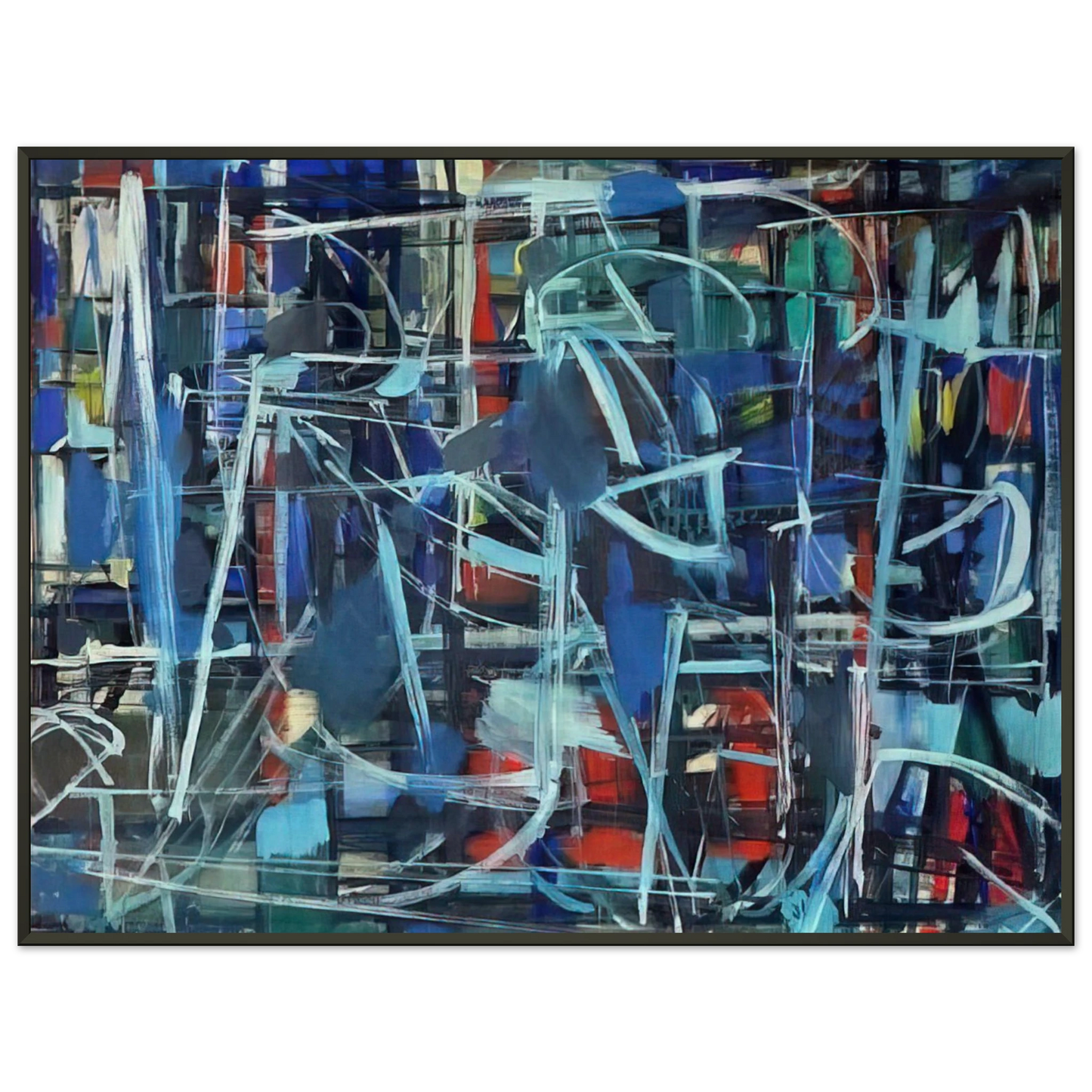 Robert Goodnough  Abstract in Blue  1950 Framed Art Print  - Aluminum Frame - 40x50 cm / 16x20 inches