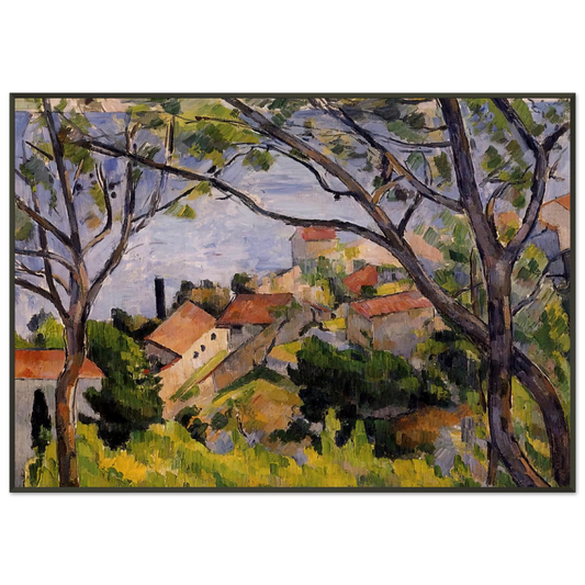 Paul Cezanne  LEstaque View through the Trees Framed Art Print  - Aluminum Frame - 21x29.7 cm / 8x12"