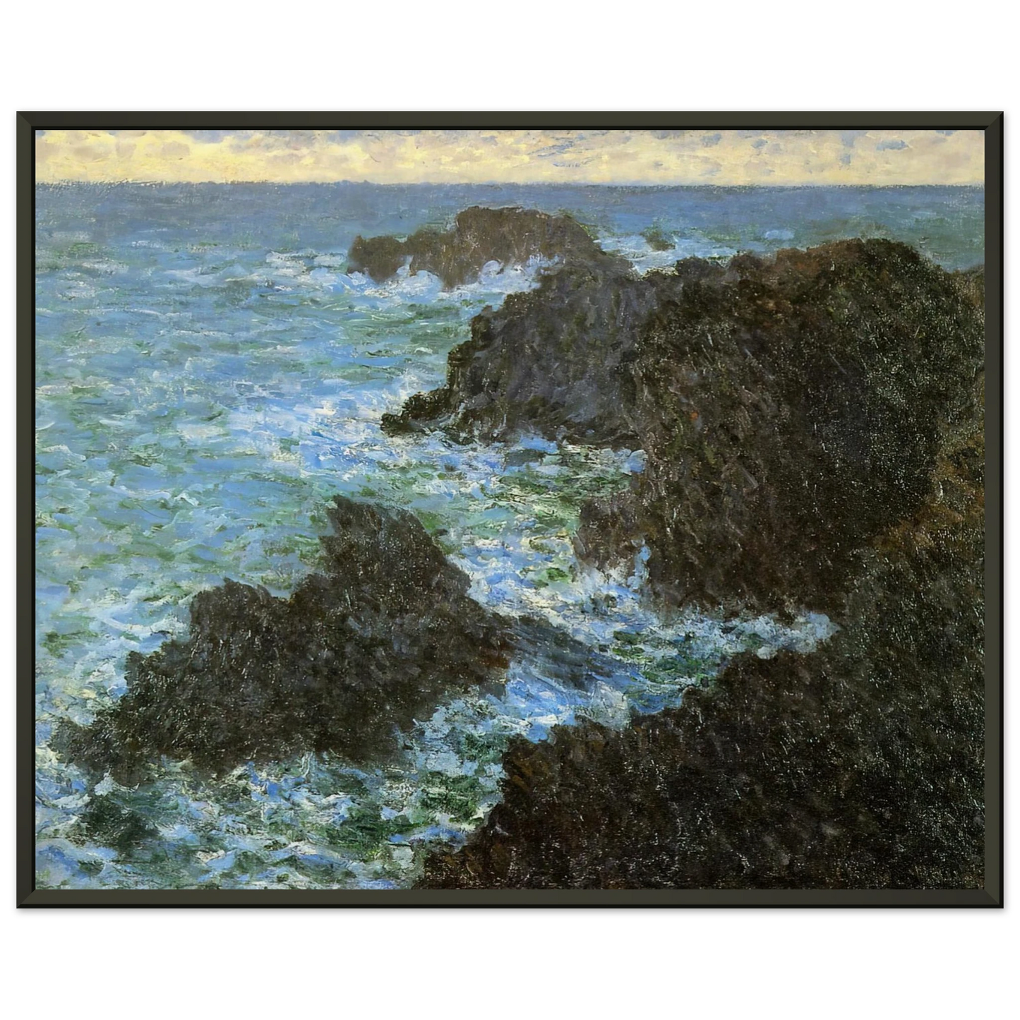 claude monet  The rocks of BelleIle Framed Art Print  - Aluminum Frame - 70x100 cm / 28x40 inches
