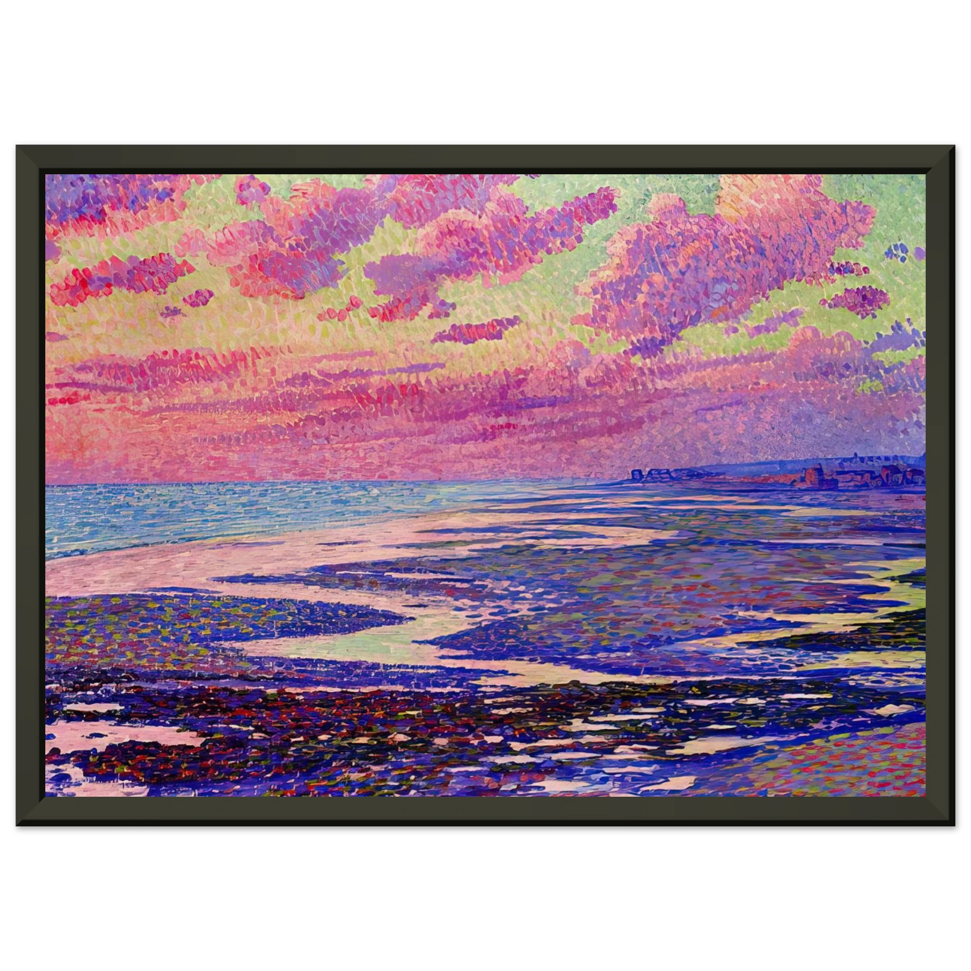 Theo van Rysselberghe  THE BEACH AT AMBLETEUSE AT LOW TIDE 1900 Framed Art Print  - Aluminum Frame - 60x80 cm / 24x32 inches