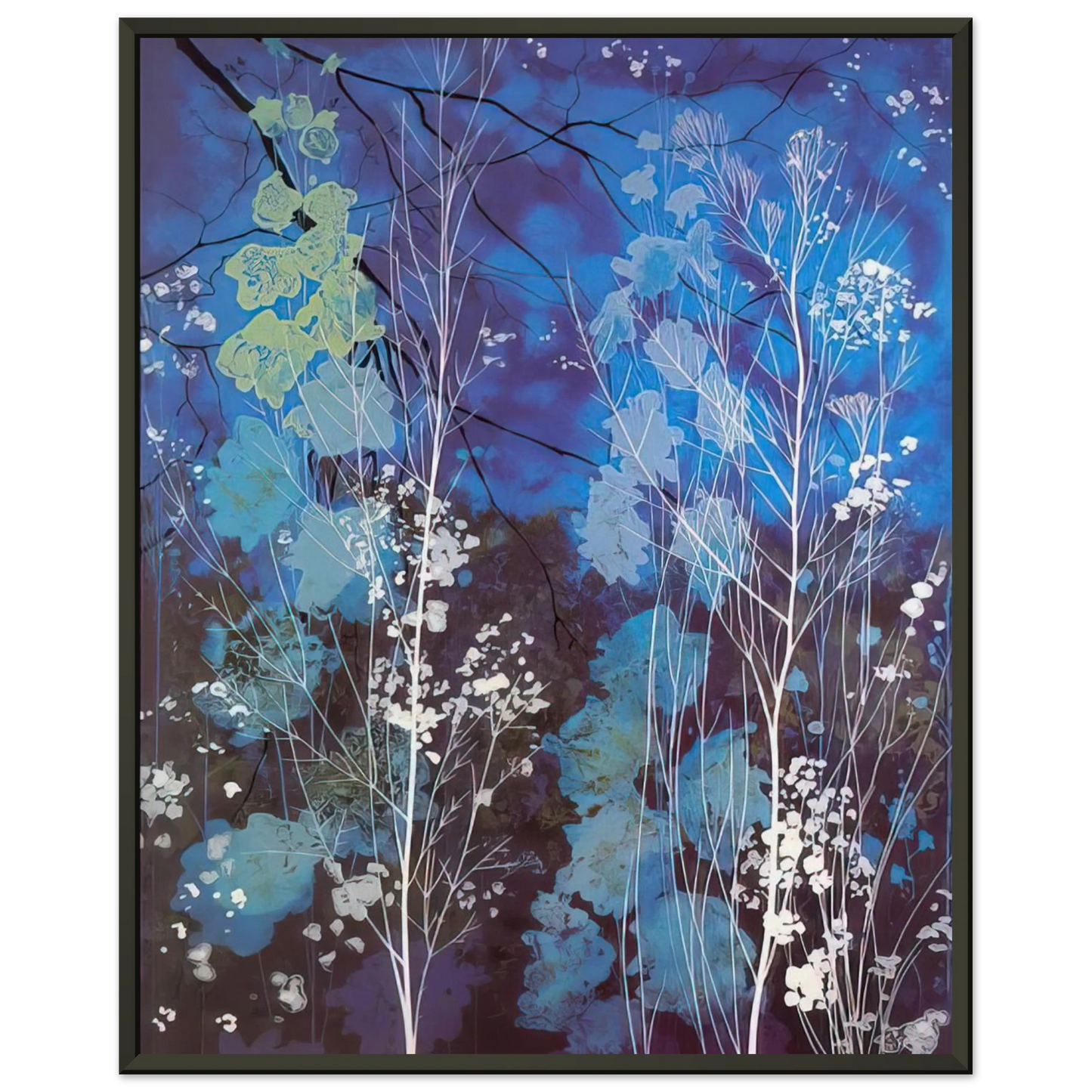 Eyvind Earle  Delphinium Framed Art Print  - Aluminum Frame - 40x50 cm / 16x20 inches