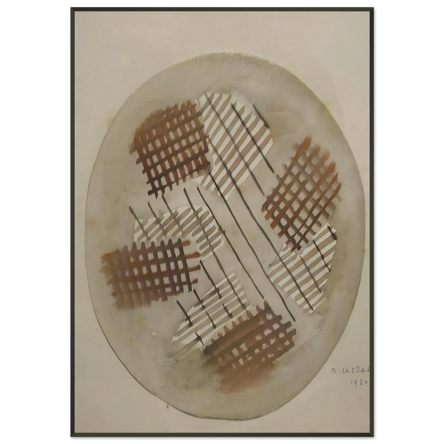 Bice Lazzari  Red and White Signals  1930 Framed Art Print  - Aluminum Frame - 21x29.7 cm / 8x12"