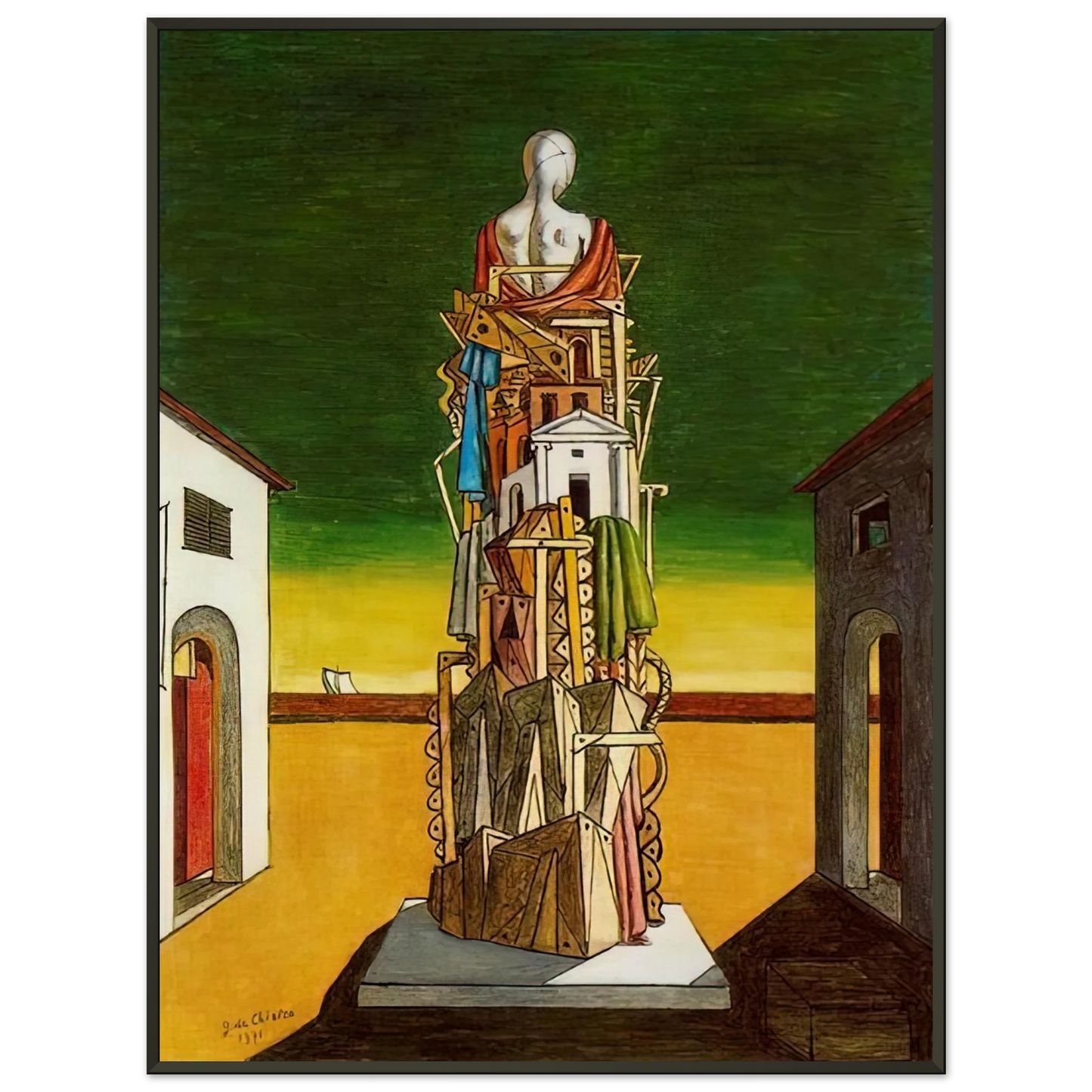 Giorgio de Chirico  THE GREAT METAPHYSICIAN 1971 Framed Art Print  - Aluminum Frame - 60x80 cm / 24x32 inches