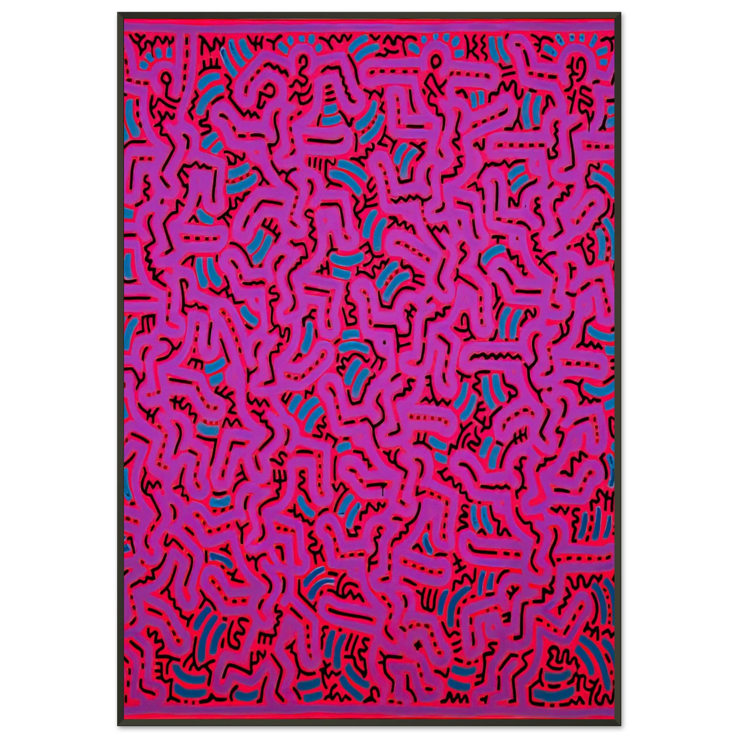 Keith Haring  UNTITLED 1984 Framed Art Print  - Aluminum Frame - 21x29.7 cm / 8x12"