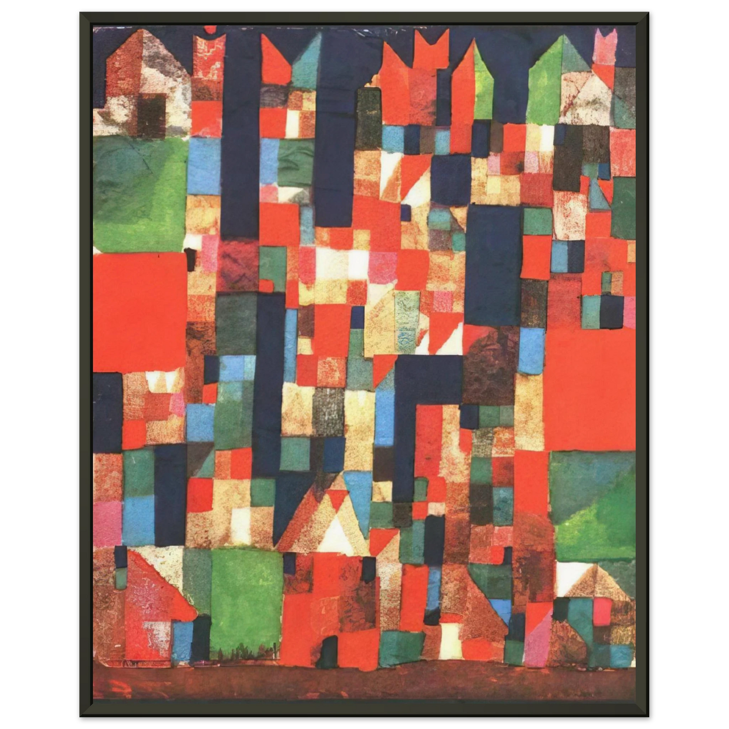 Paul Klee  CITY PICTURE WITH RED AND GREEN ACCENTS 1921 Framed Art Print  - Aluminum Frame - 70x100 cm / 28x40 inches