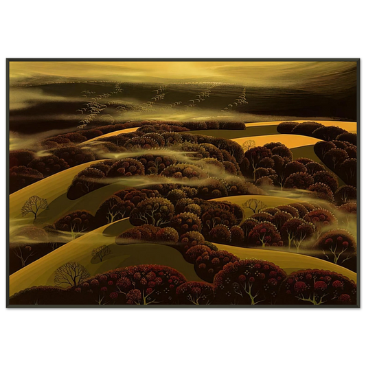 Eyvind Earle  When the Fog Rolls In Framed Art Print  - Aluminum Frame - 21x29.7 cm / 8x12"