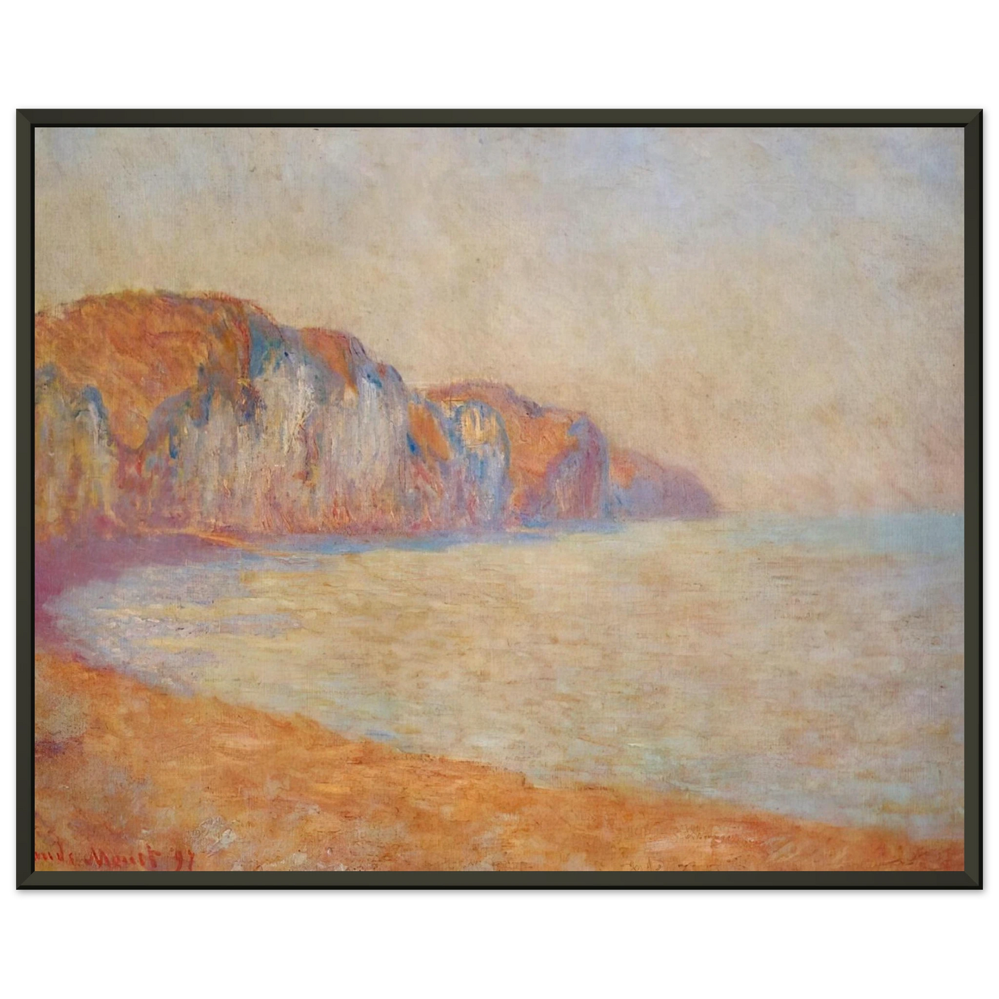 claude monet  Cliff at Pourville in the Morning Framed Art Print  - Aluminum Frame - 40x50 cm / 16x20 inches