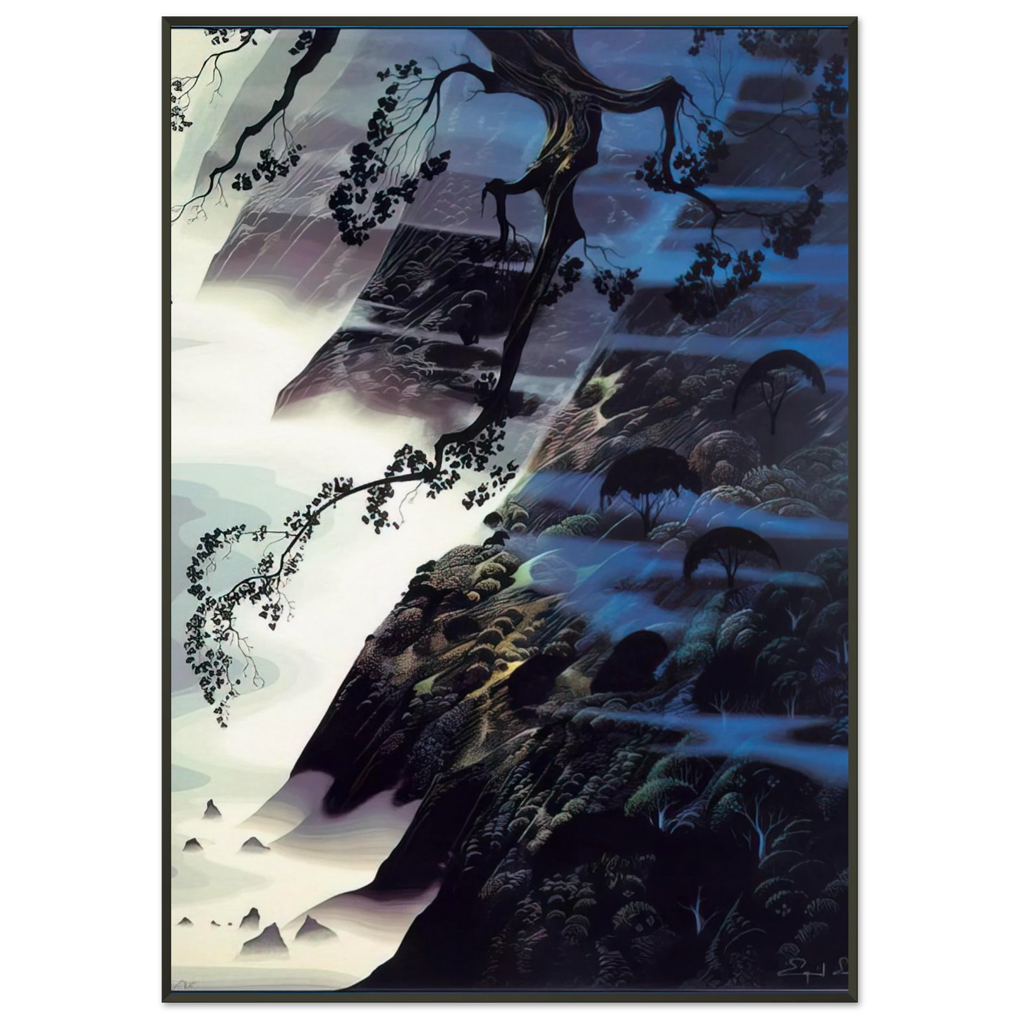 Eyvind Earle  Sea Wind and Fog Framed Art Print  - Aluminum Frame - 21x29.7 cm / 8x12"