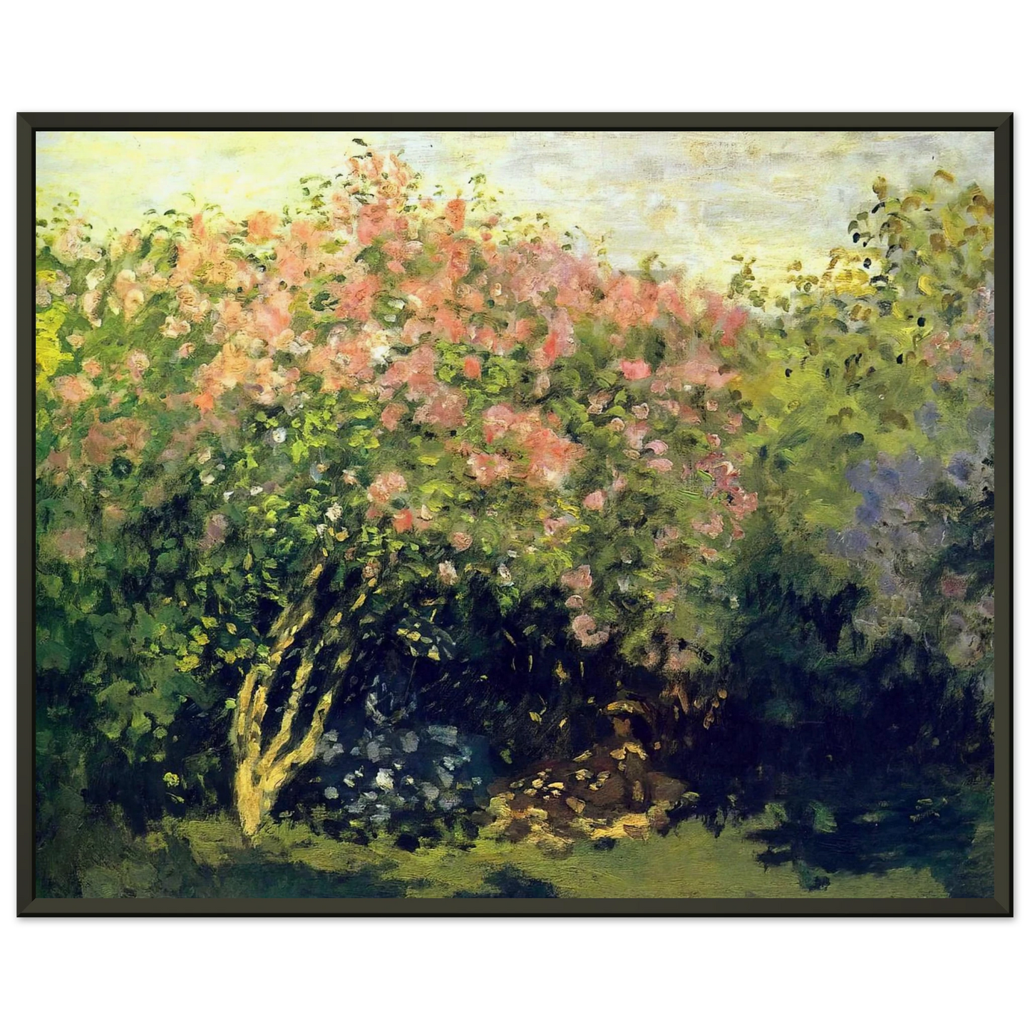 claude monet  Lilacs in the Sun Framed Art Print  - Aluminum Frame - 60x80 cm / 24x32 inches