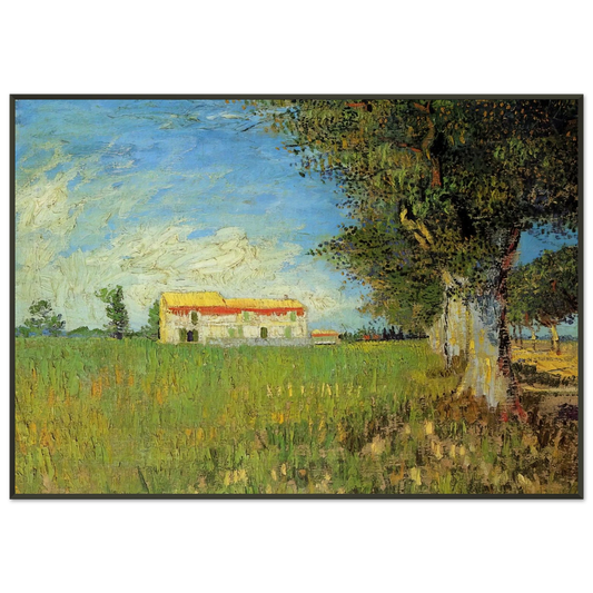 Vincent van Gogh  Farmhouse in a Wheat Field Framed Art Print  - Aluminum Frame - 21x29.7 cm / 8x12"