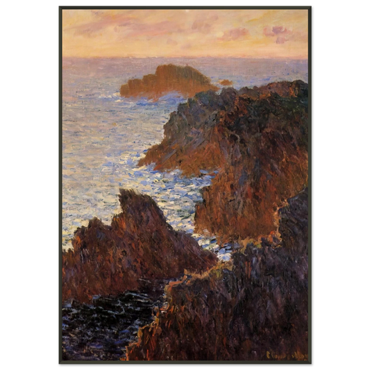 claude monet  Rocks at BelleIle PortDomois Framed Art Print  - Aluminum Frame - 21x29.7 cm / 8x12"