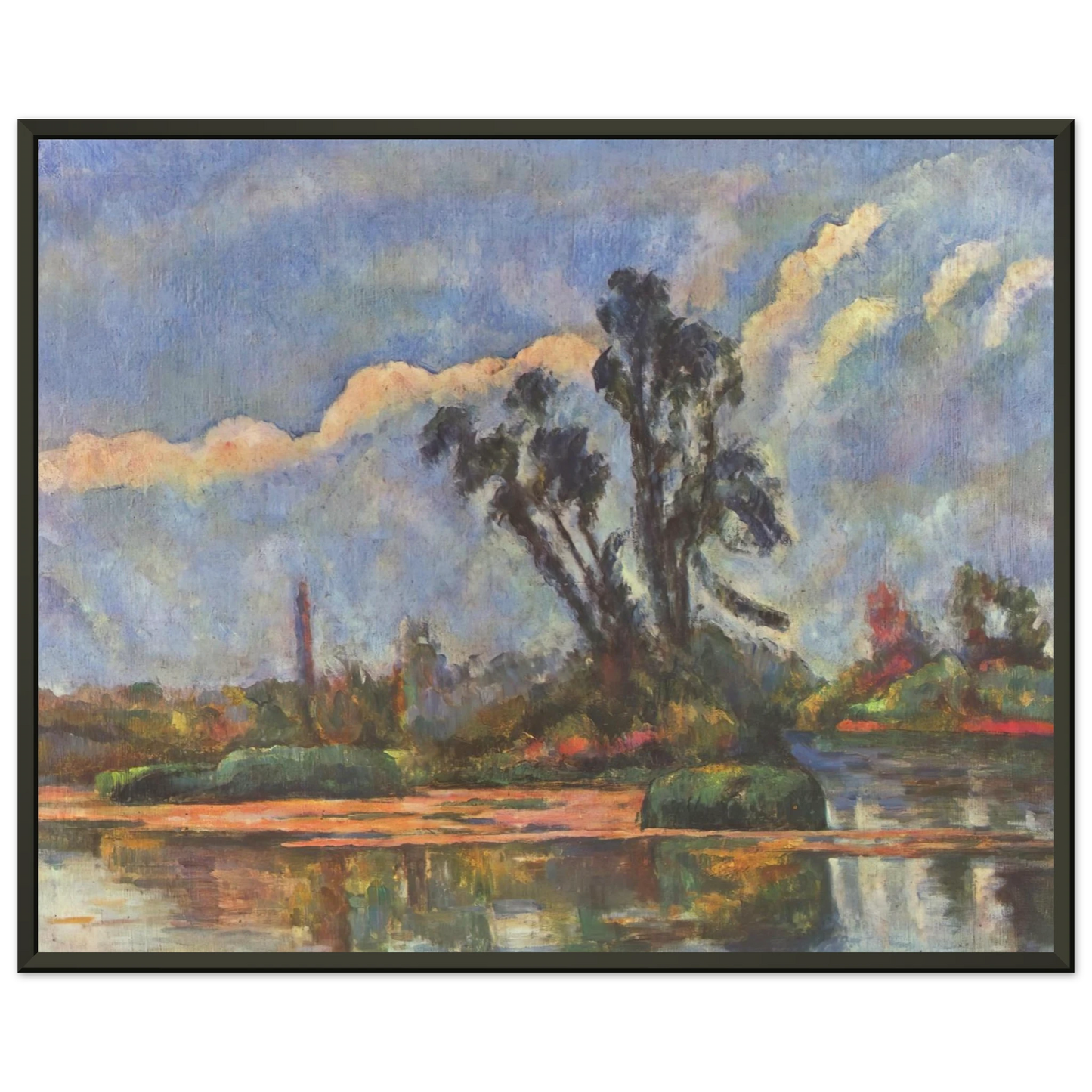 Paul Cezanne  Bank of the Oise Framed Art Print  - Aluminum Frame - 70x100 cm / 28x40 inches