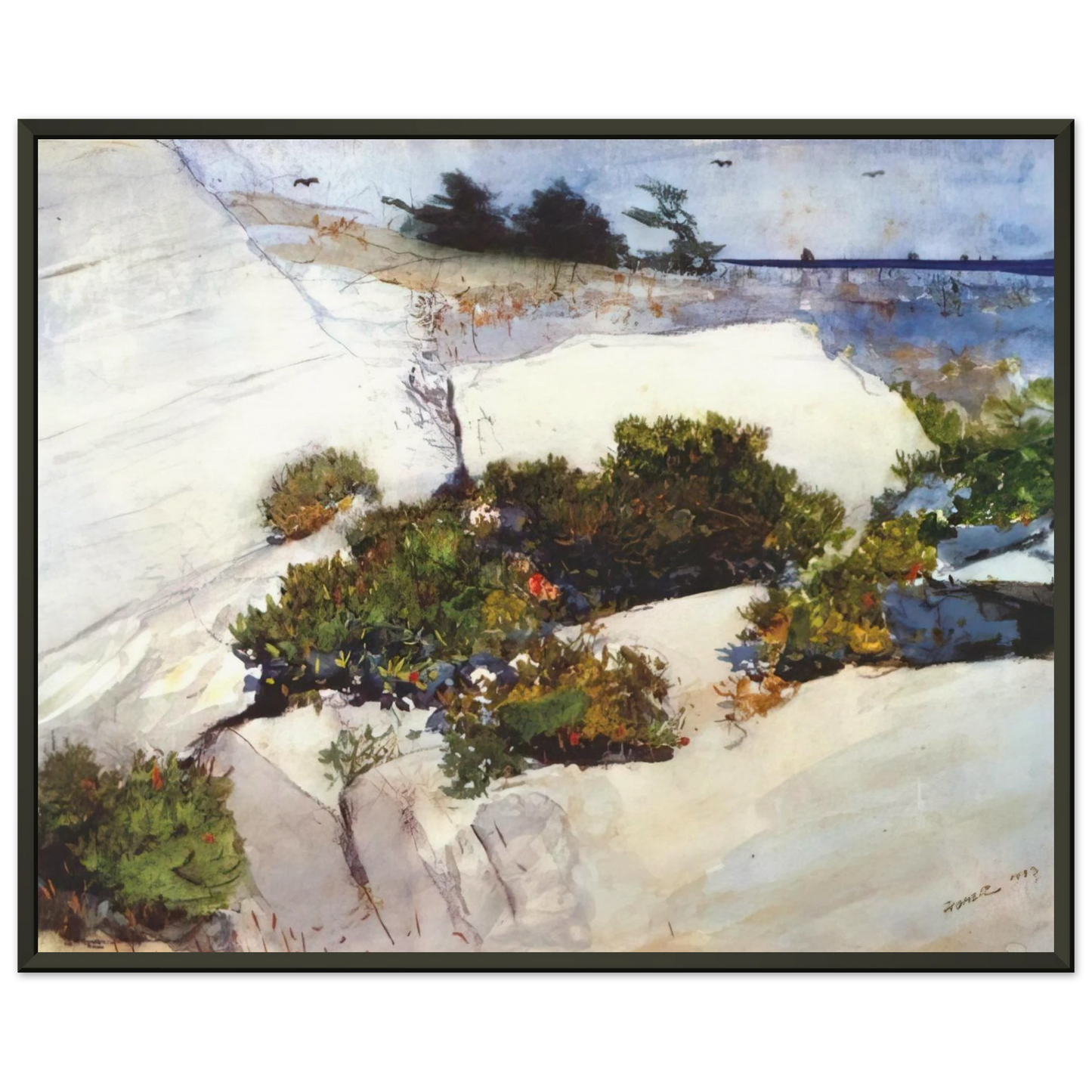 Winslow Homer  MAINE CLIFFS Framed Art Print  - Aluminum Frame - 40x50 cm / 16x20 inches