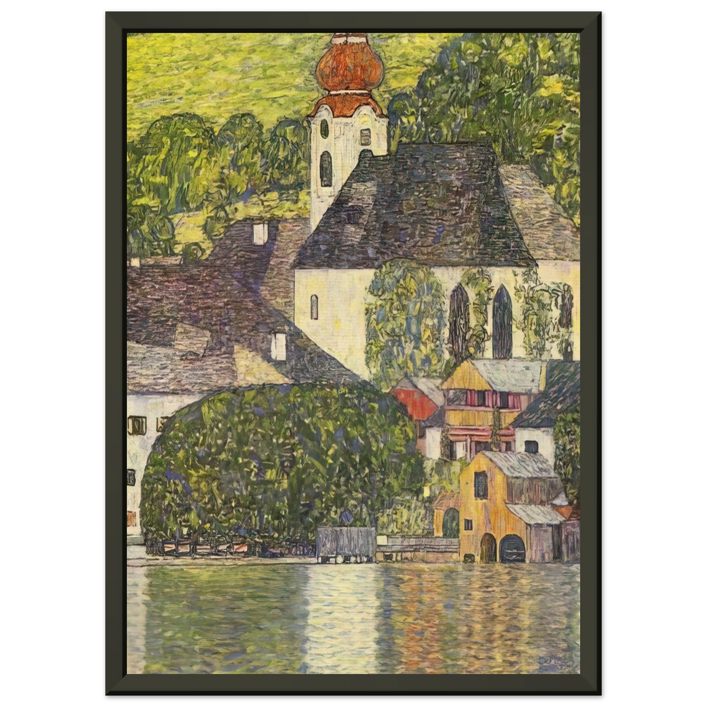 Gustav Klimt  CHRUCH IN UNTERACH ON THE ATTERSEE Framed Art Print  - Aluminum Frame - 60x80 cm / 24x32 inches
