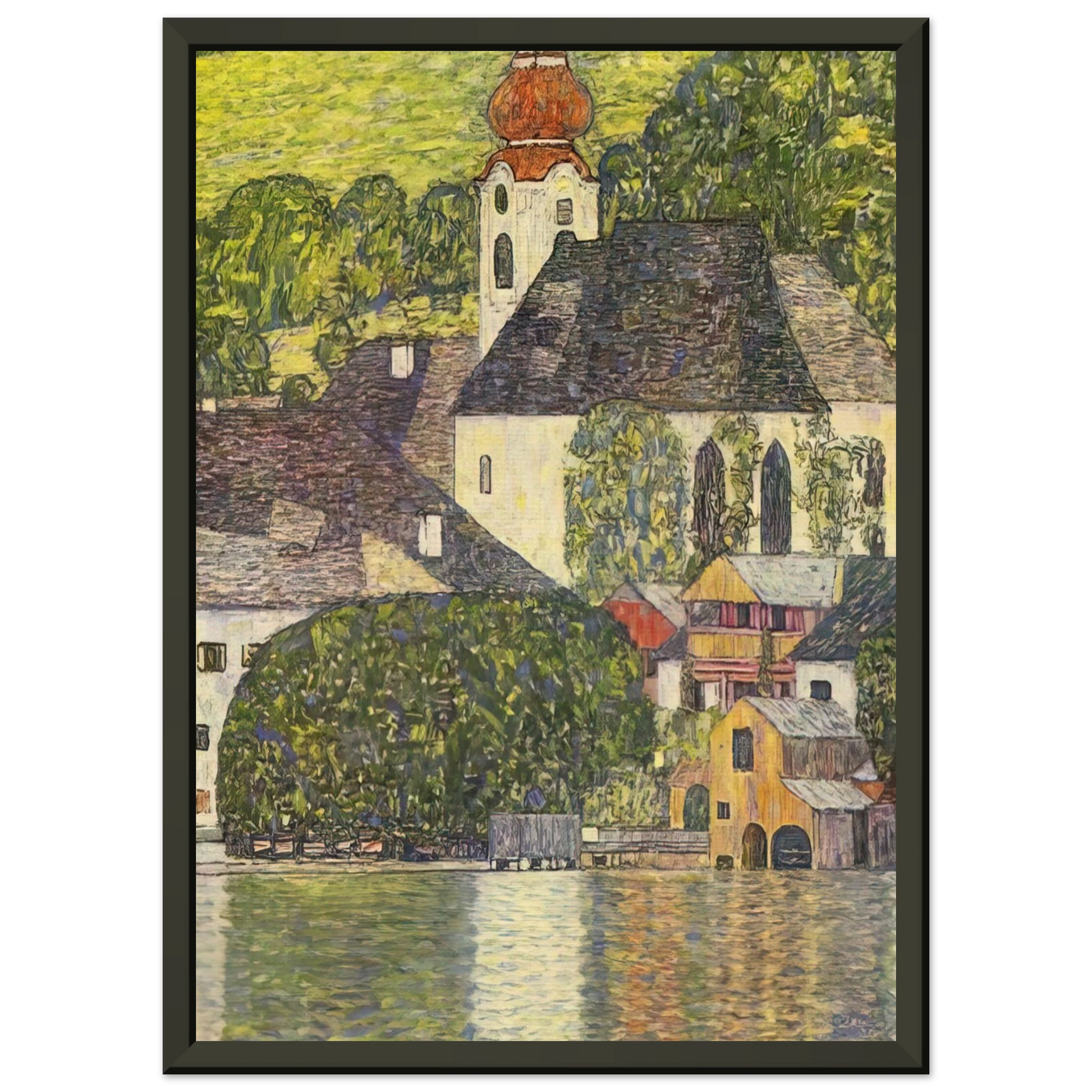 Gustav Klimt  CHRUCH IN UNTERACH ON THE ATTERSEE Framed Art Print  - Aluminum Frame - 60x80 cm / 24x32 inches
