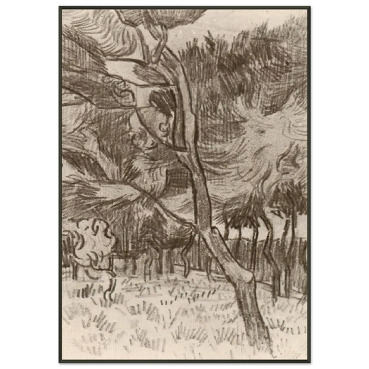 Vincent van Gogh  Pine Trees in the Garden of the Asylum Framed Art Print  - Aluminum Frame - 21x29.7 cm / 8x12"