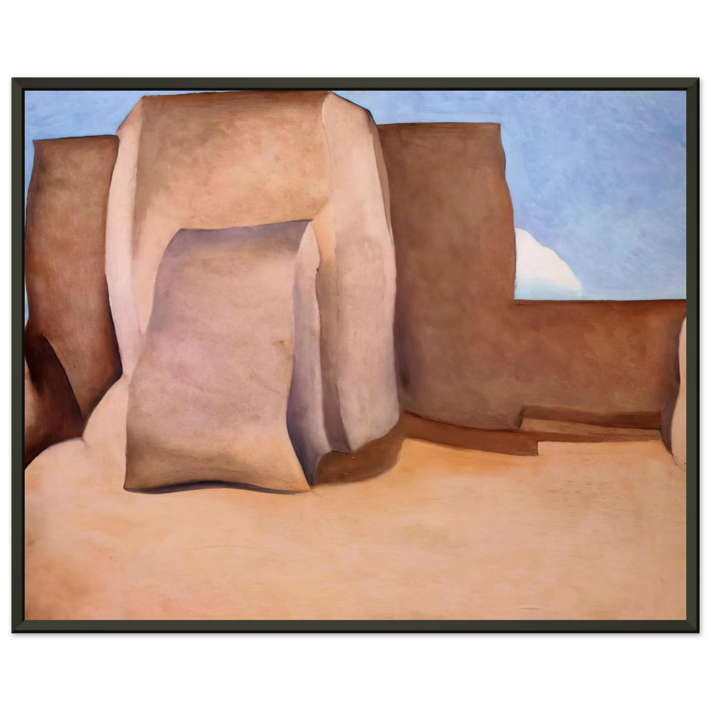 Georgia OKeeffe  Ranchos Church New Mexico Framed Art Print  - Aluminum Frame - 70x100 cm / 28x40 inches