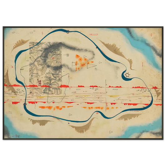 Bruno Munari  Cosmic Map  1930 Framed Art Print  - Aluminum Frame - 21x29.7 cm / 8x12"