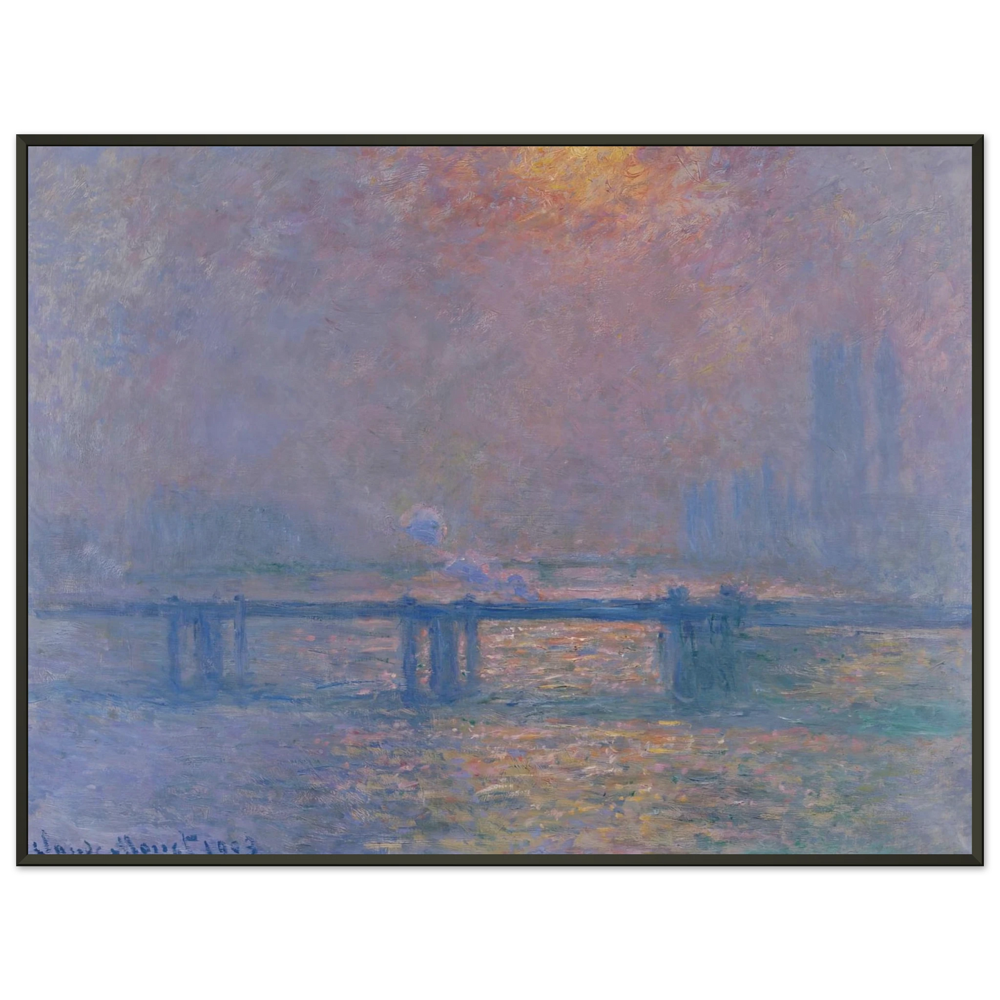 claude monet  Charing Cross Bridge The Thames Framed Art Print  - Aluminum Frame - 60x80 cm / 24x32 inches